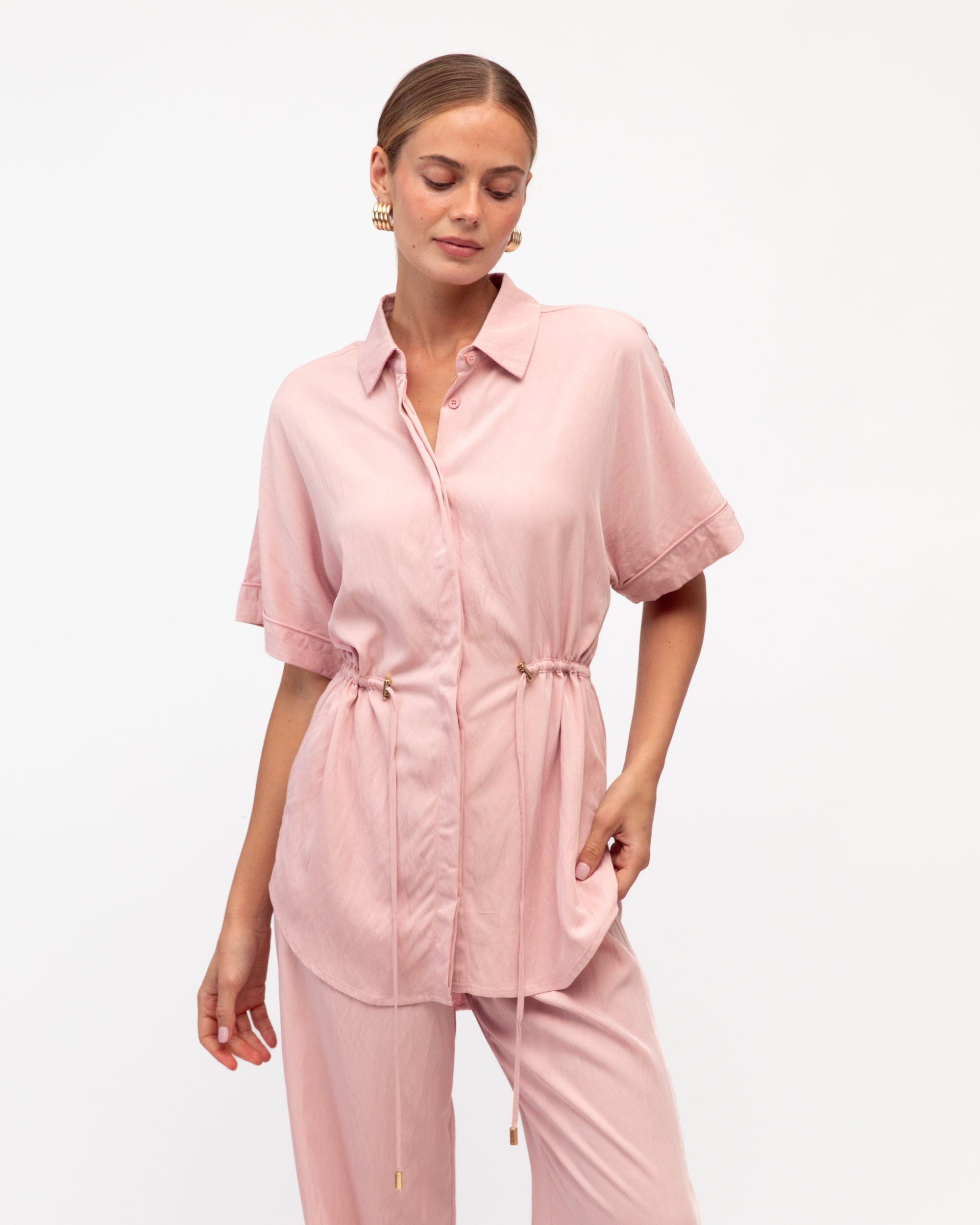 Maleny Drawstring Shirt Pink