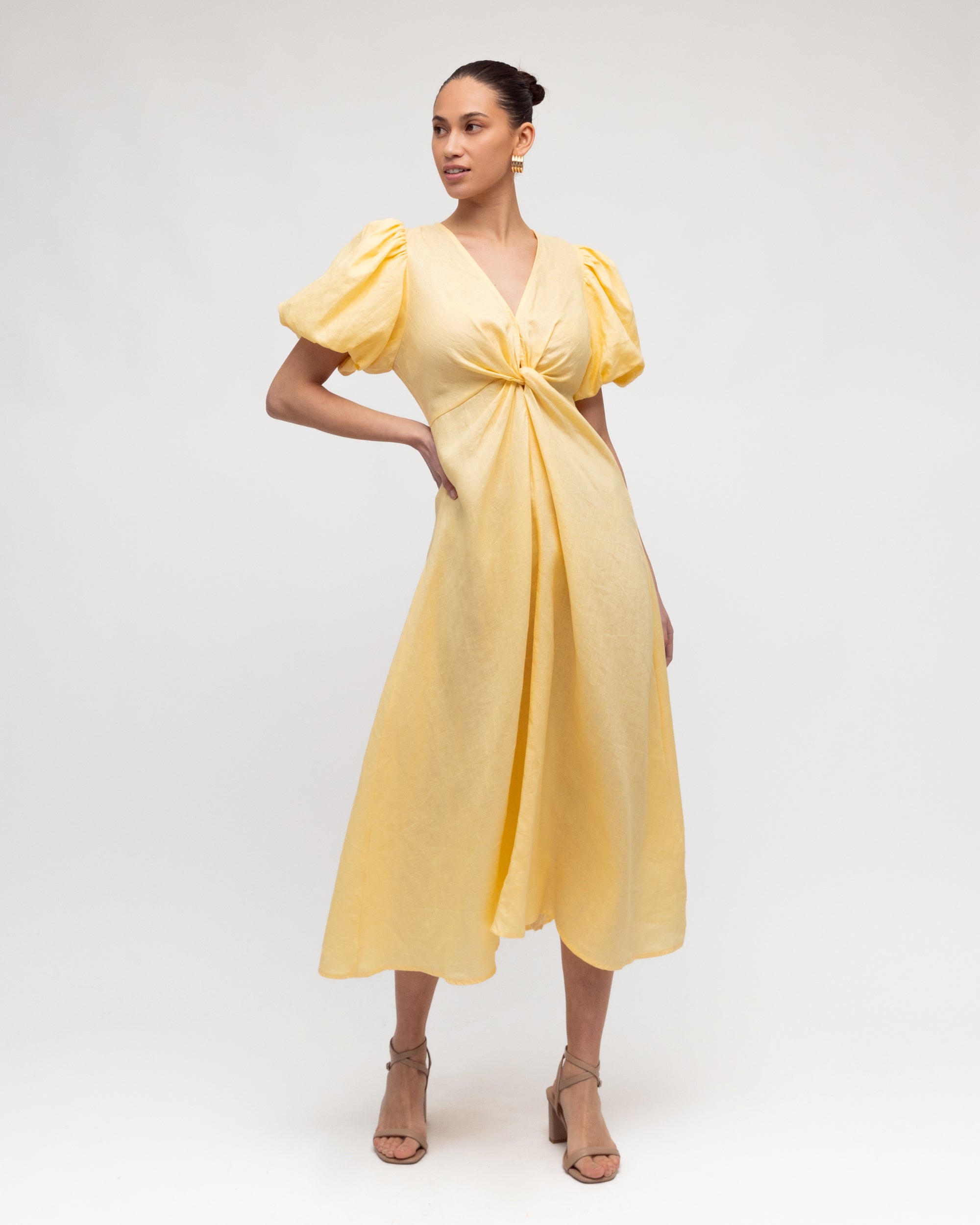 Layla Midi Dress Lemon