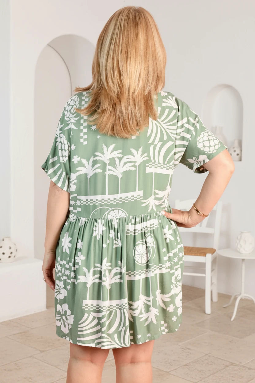 Stacey Fruity Shores Sundress Sage