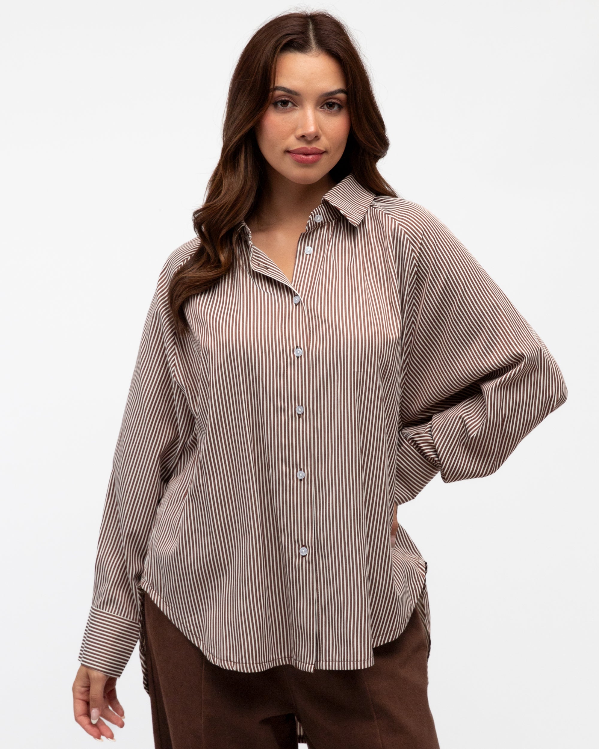 Coastal Stripe Shirt Chocolate