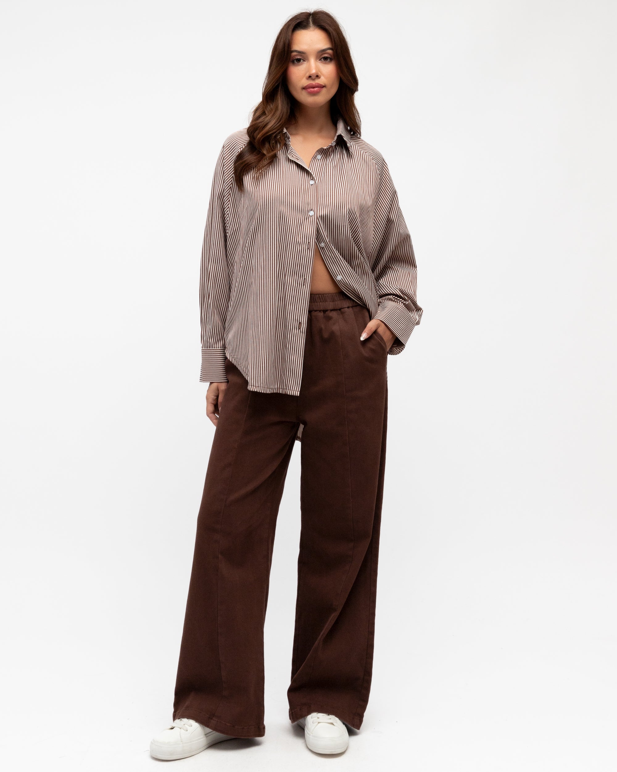 Coastal Stripe Shirt Chocolate