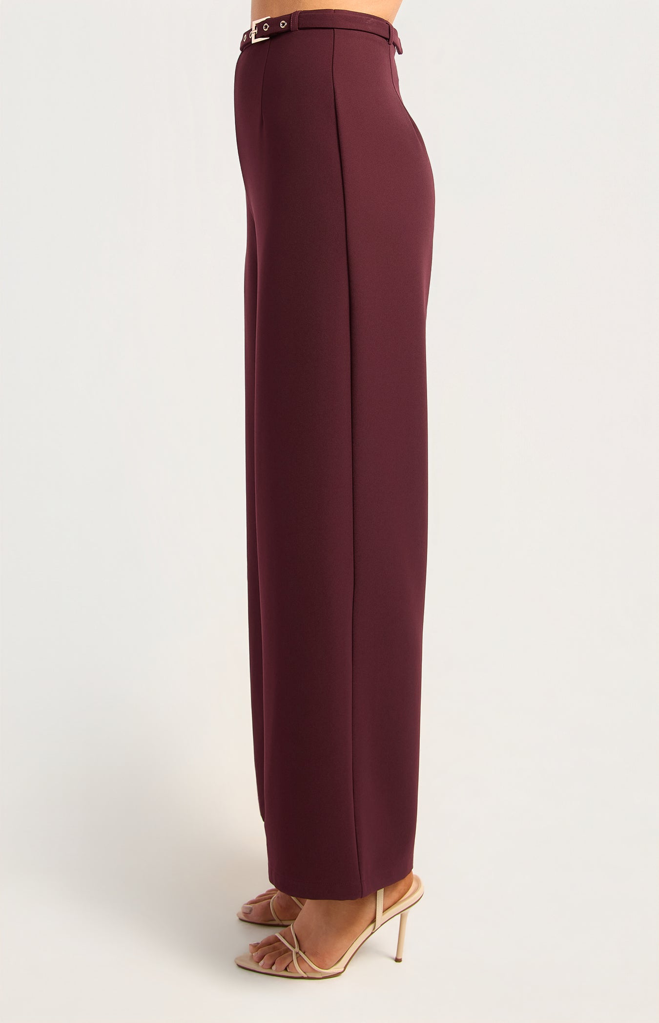 Fifi Gold Buckle Straight Leg Pant Wine
