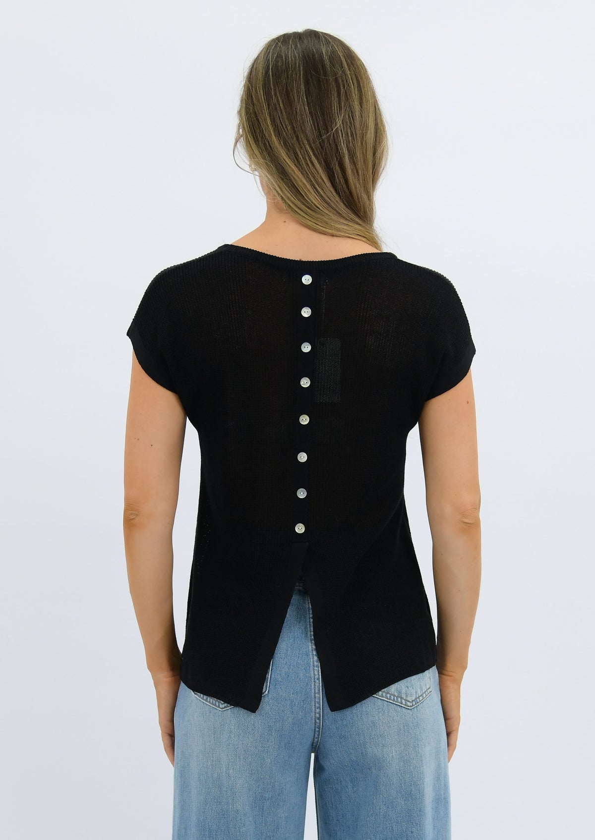 Sunday Button Back Knit Black