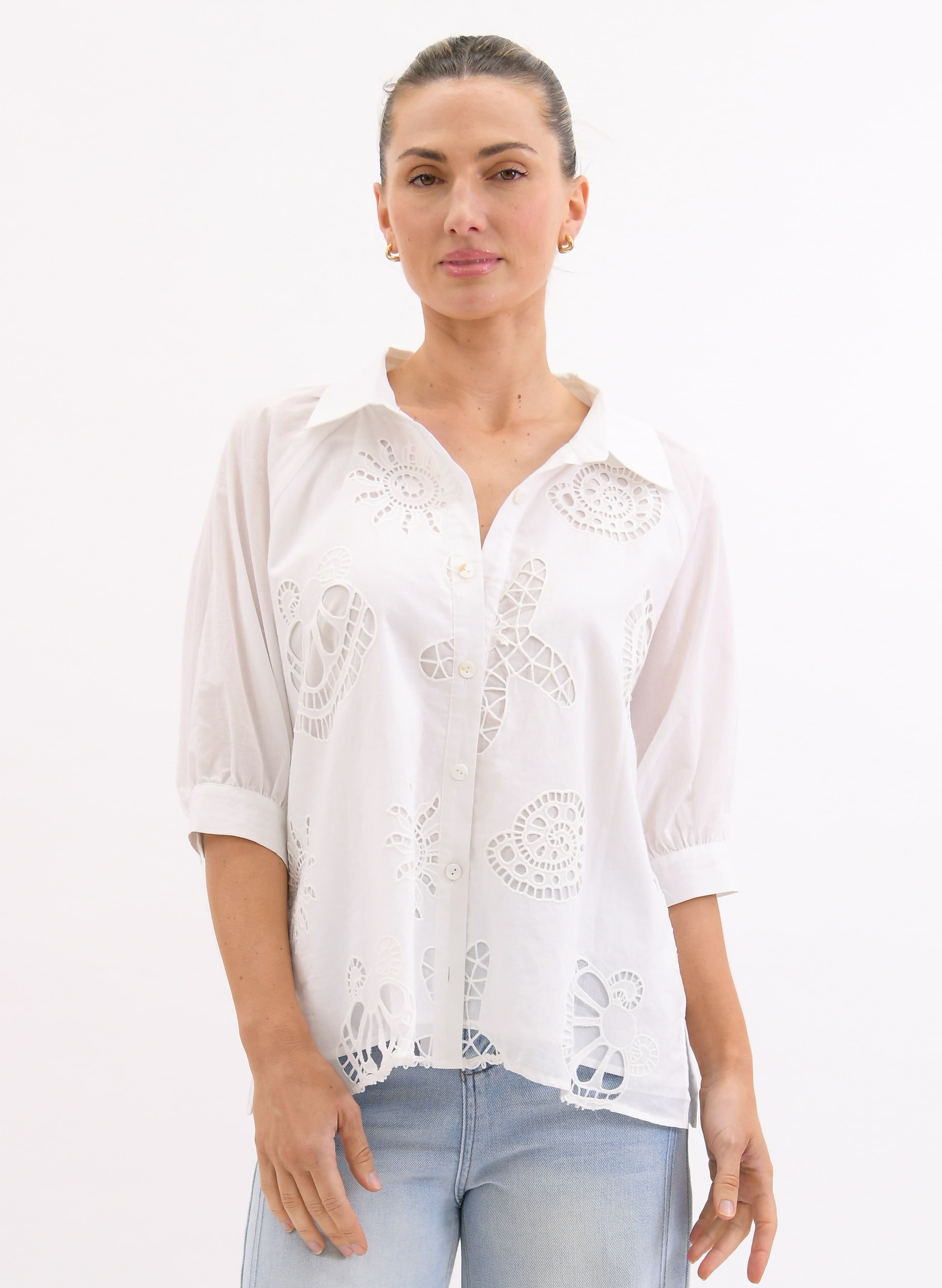 Elara Cotton Embroidered Shirt