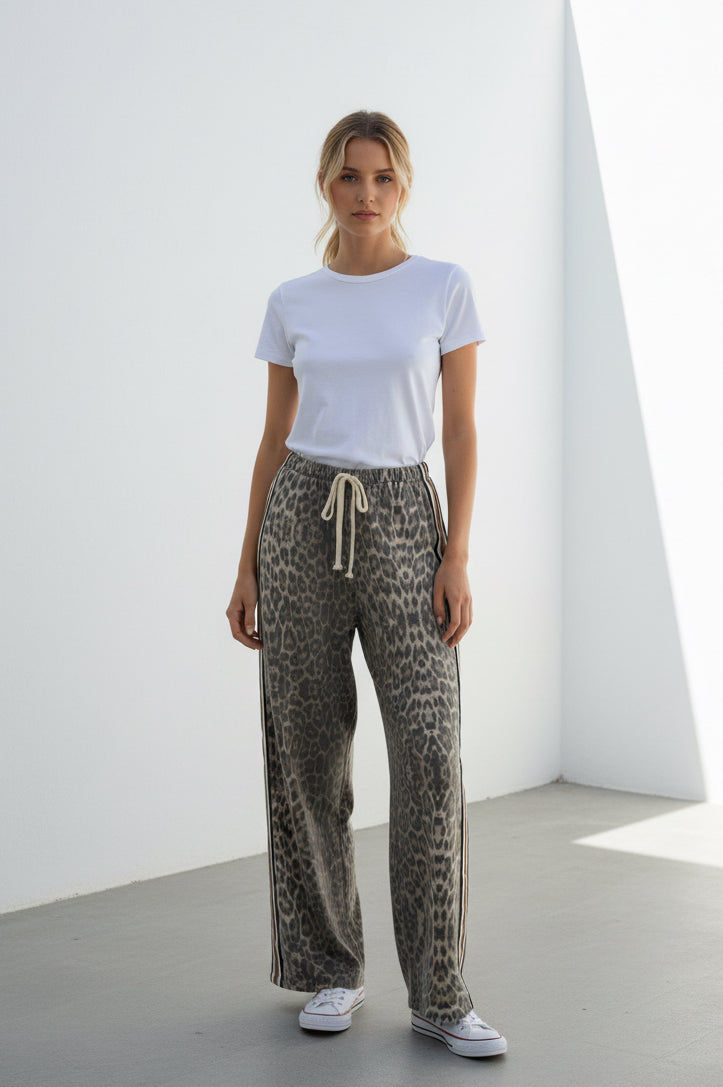 Jay Leopard Racer Stripe Cotton Pant