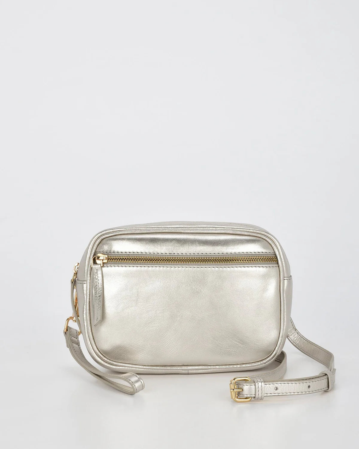 Aurora Silver Metallic Leather Bag