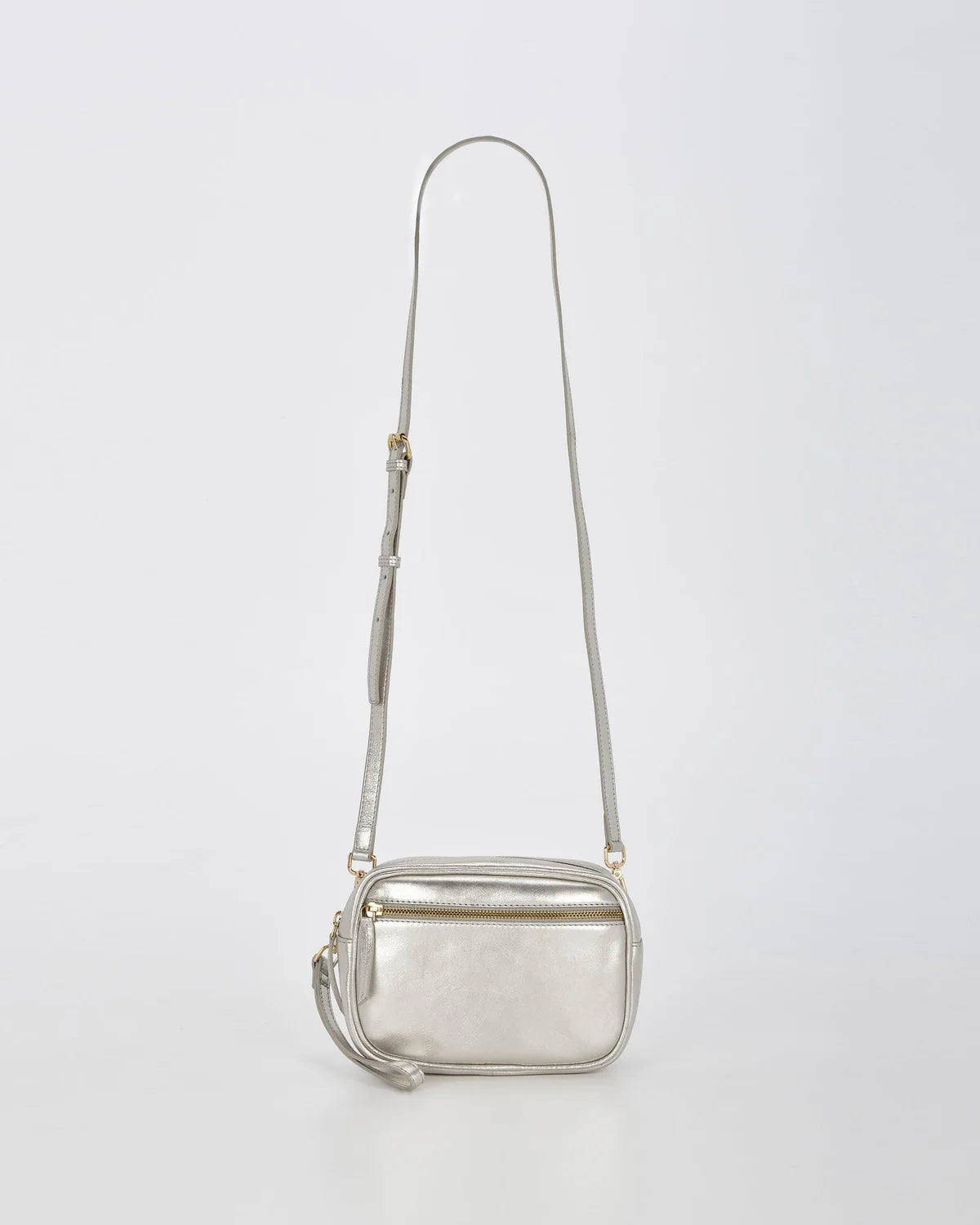 Aurora Silver Metallic Leather Bag