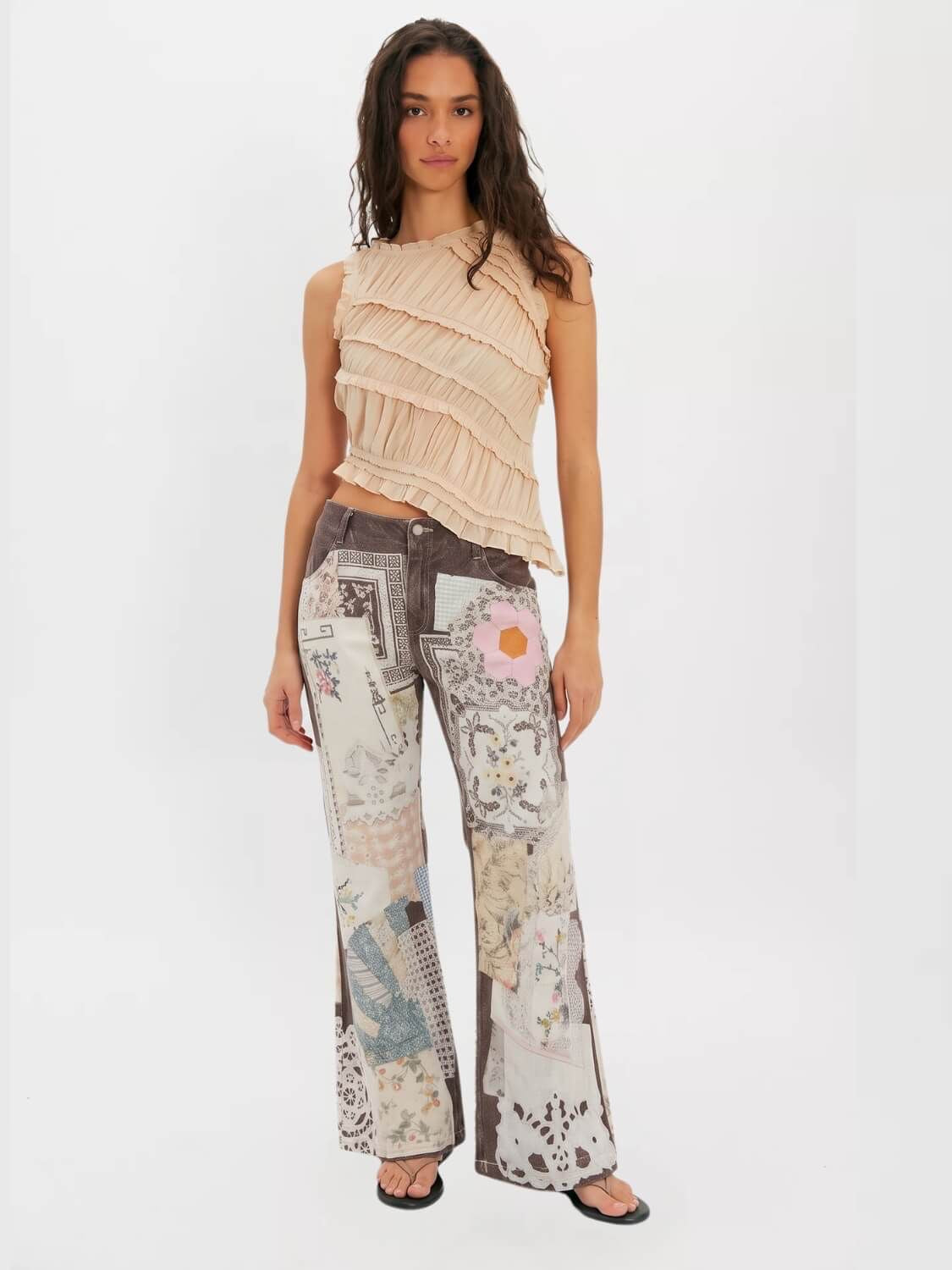Chocolate Garden of Eden Floral Denim Jean