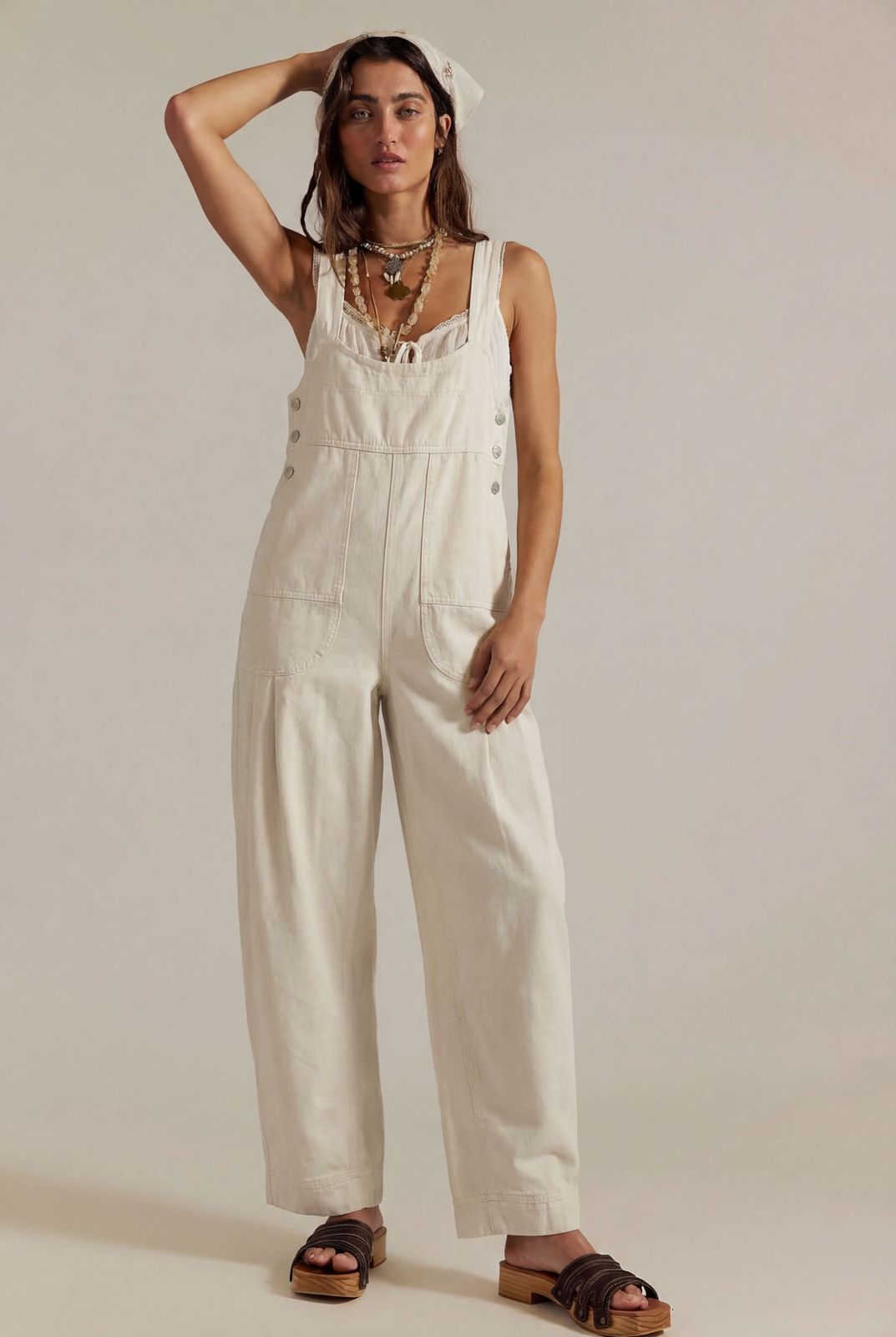 Zena White Denim Overalls