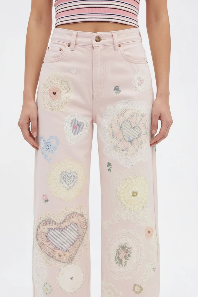 Loving Hearts Wide Leg Jeans