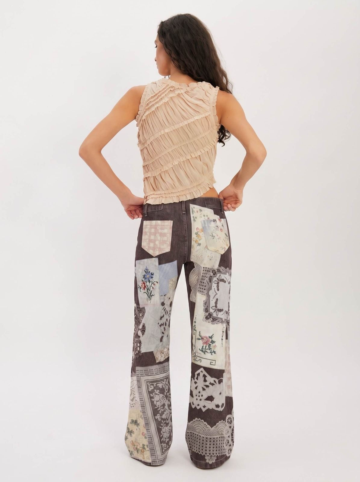 Chocolate Garden of Eden Floral Denim Jean