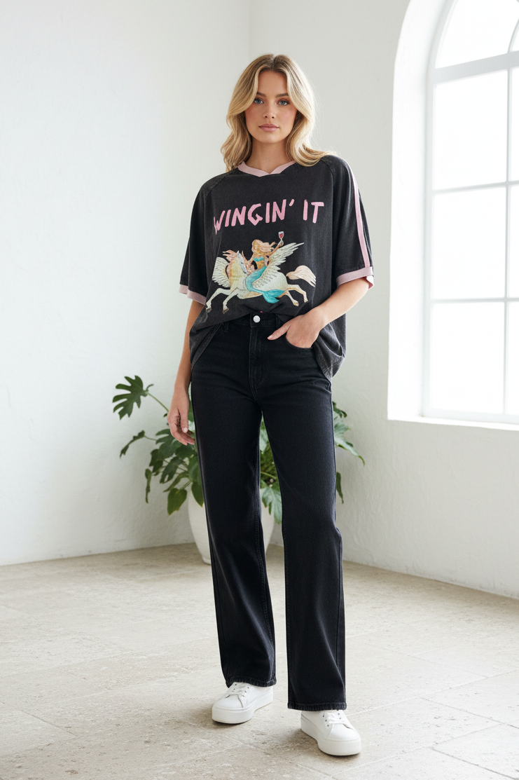 Wingin' It Tee By Frankie Black Acid