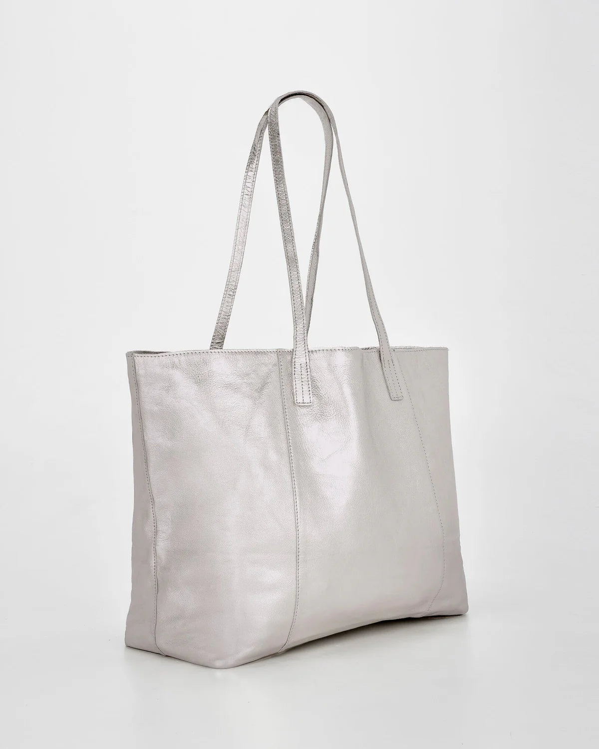 Elara Silver Metallic Leather Hobo Bag