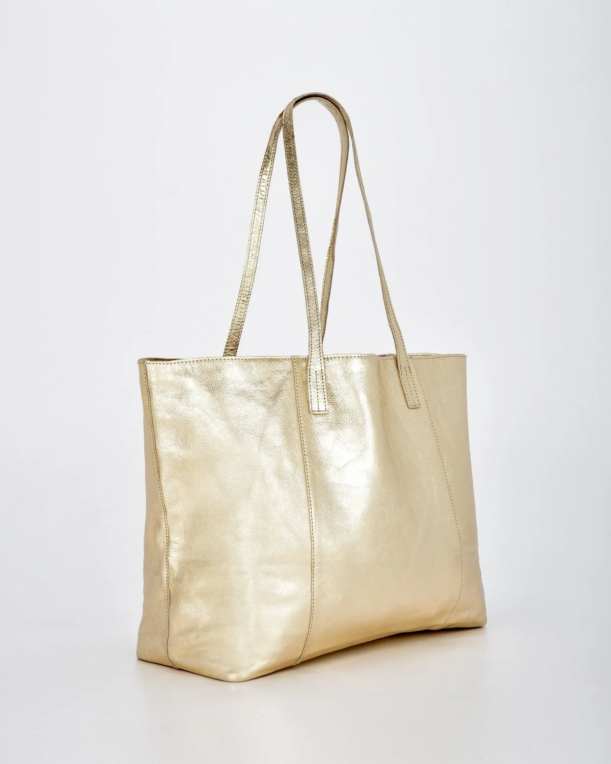 Elara Champagne Metallic Leather Hobo Bag