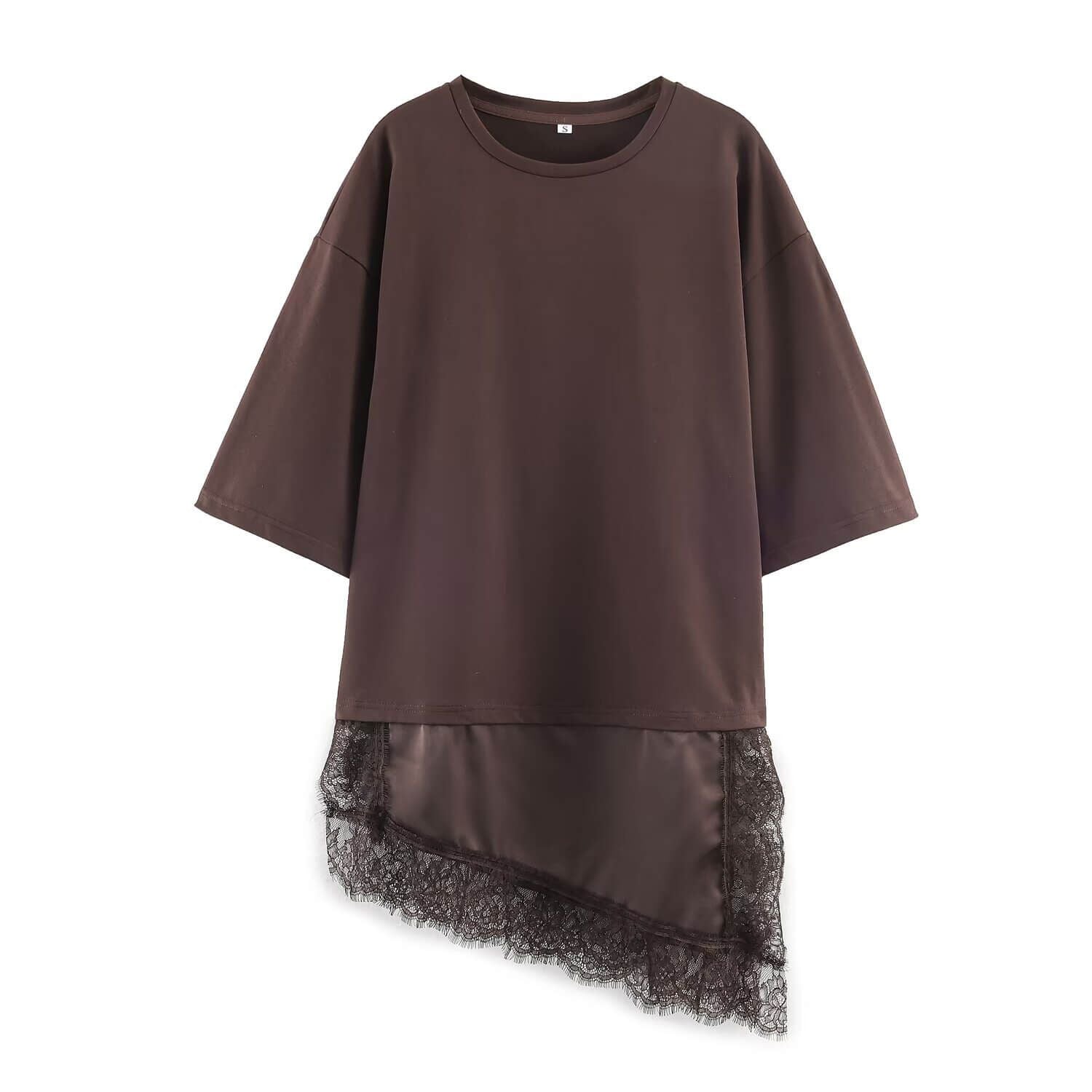 Verity Lace Trim Tee Dress Chocolate