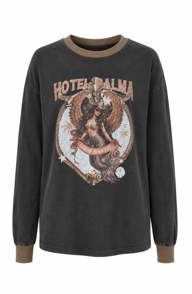 Hotel Parma Long Sleeve Tee Charcoal