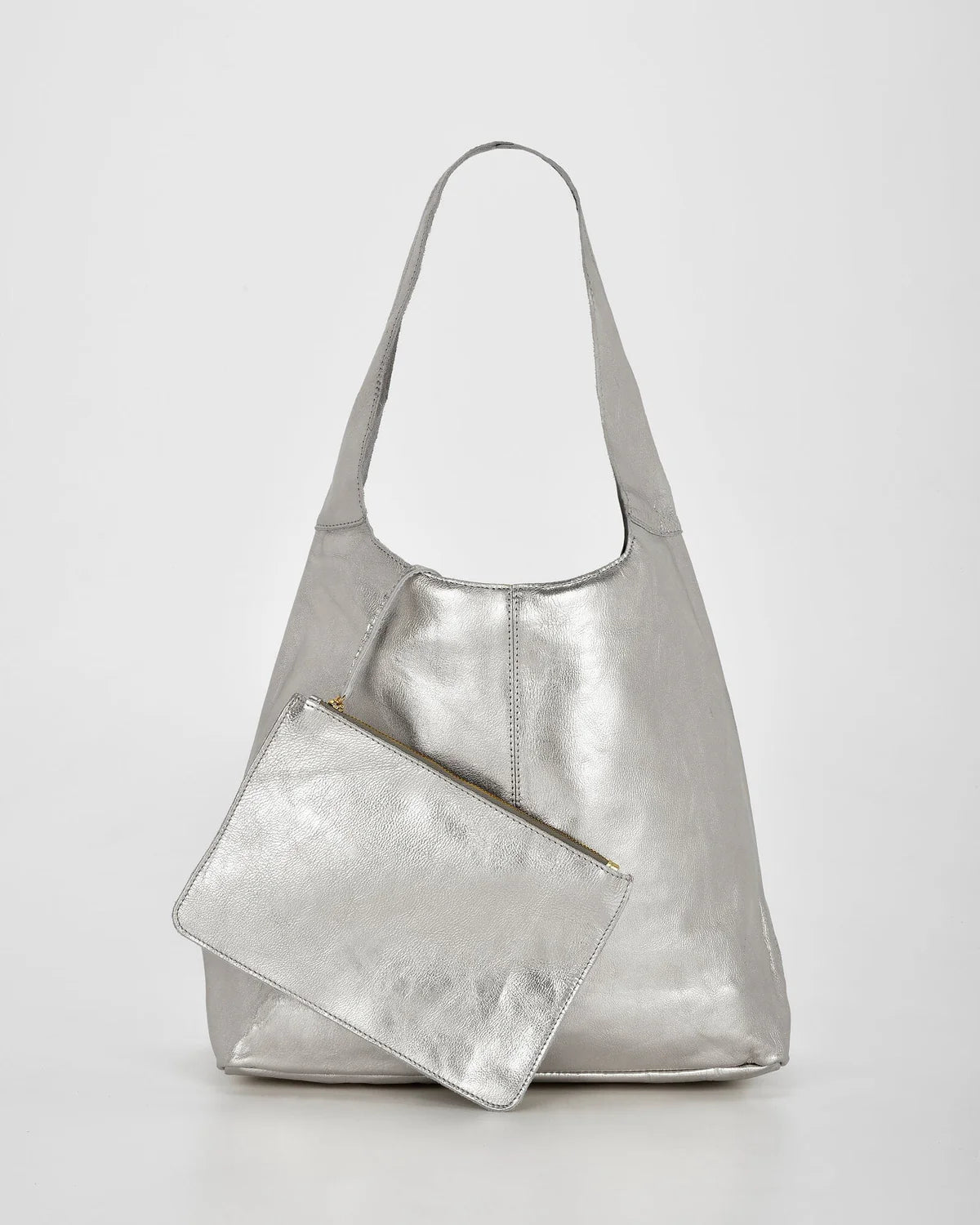 Lynx Silver Metallic Leather Hobo Bag