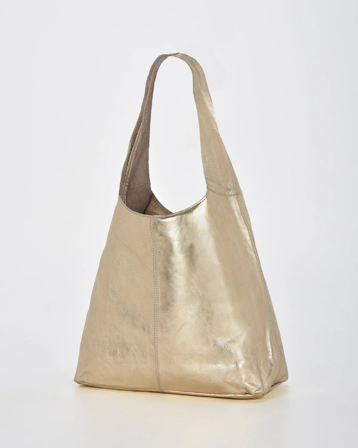 Lynx Champagne Metallic Leather Hobo Bag