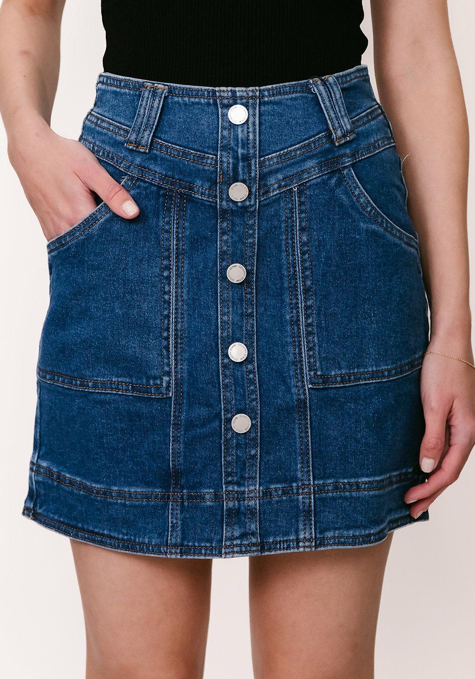 Dallas Button Detail Denim Mini Skirt