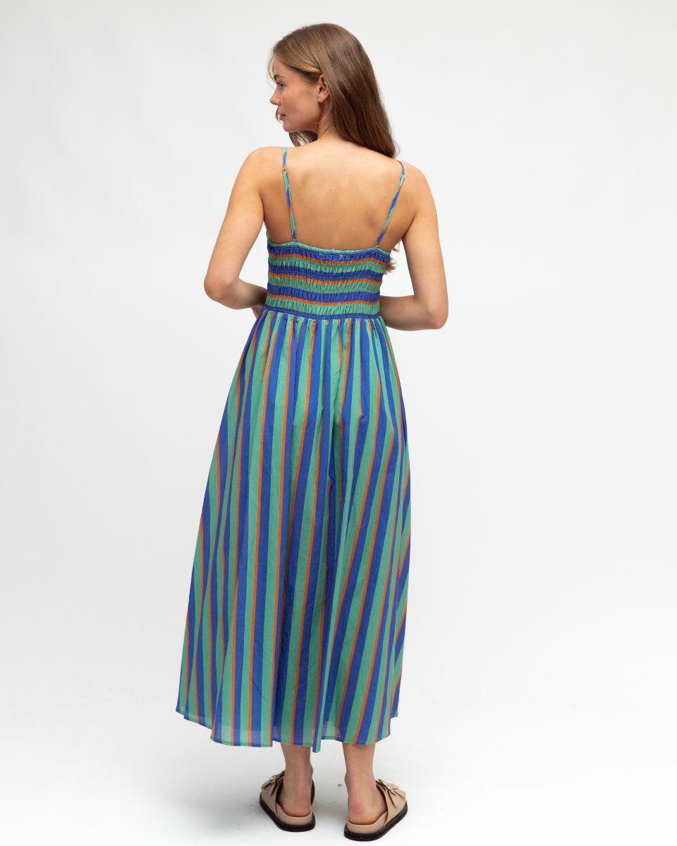 Renata Stripe Midi Dress Blue