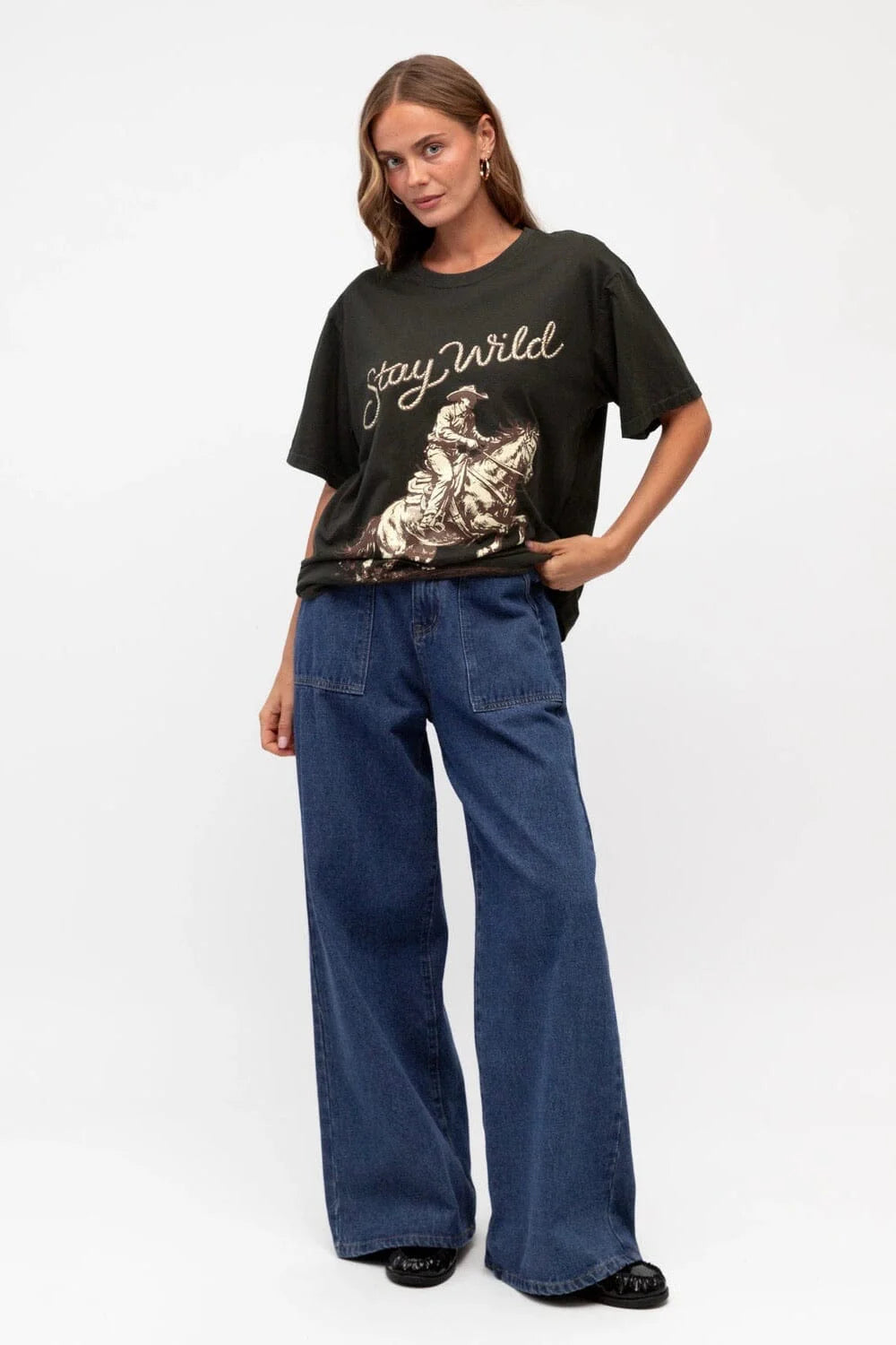 Stay Wild Tee Washed Black