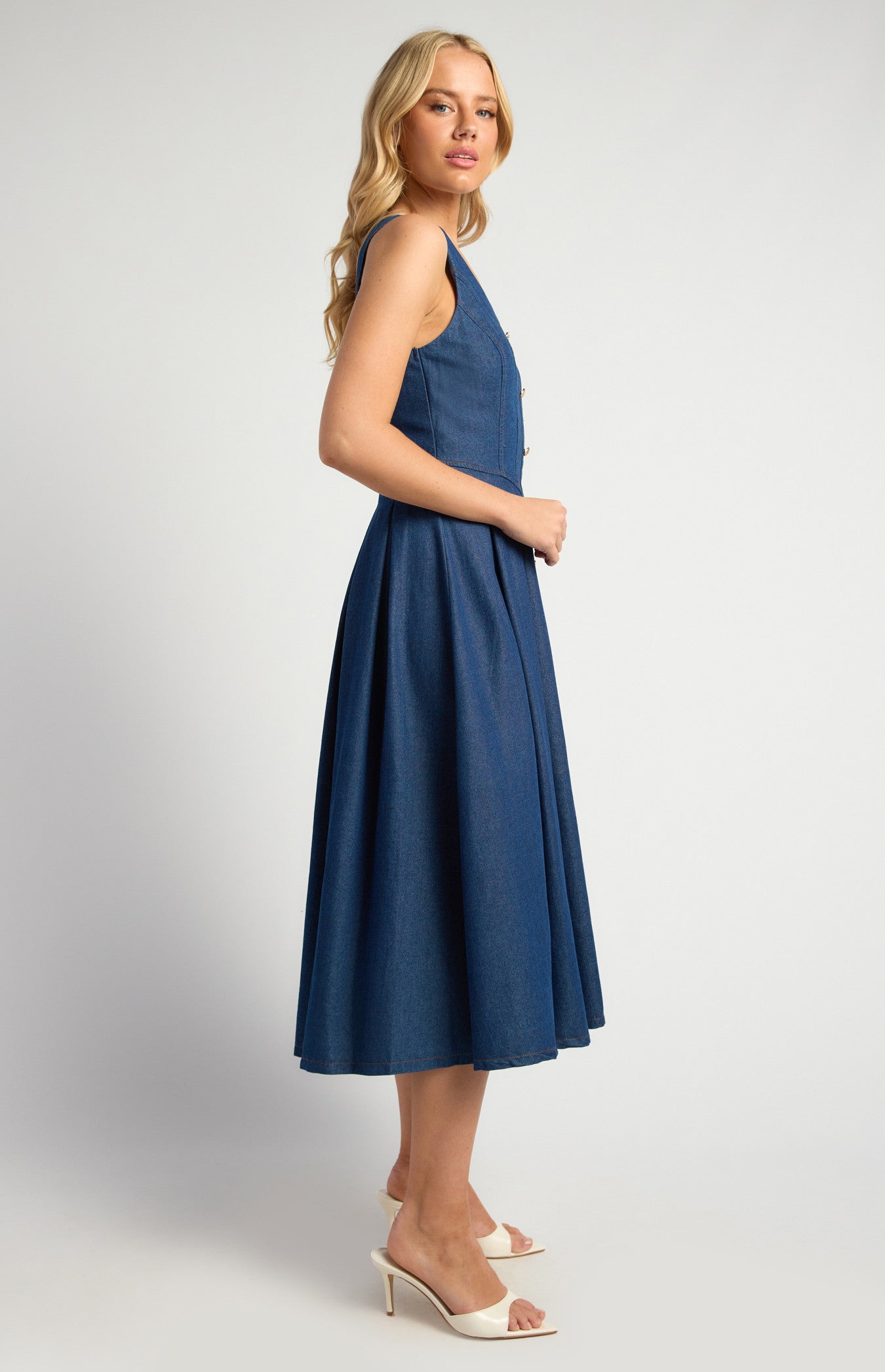 Eva Dark Chambray Maxi Dress