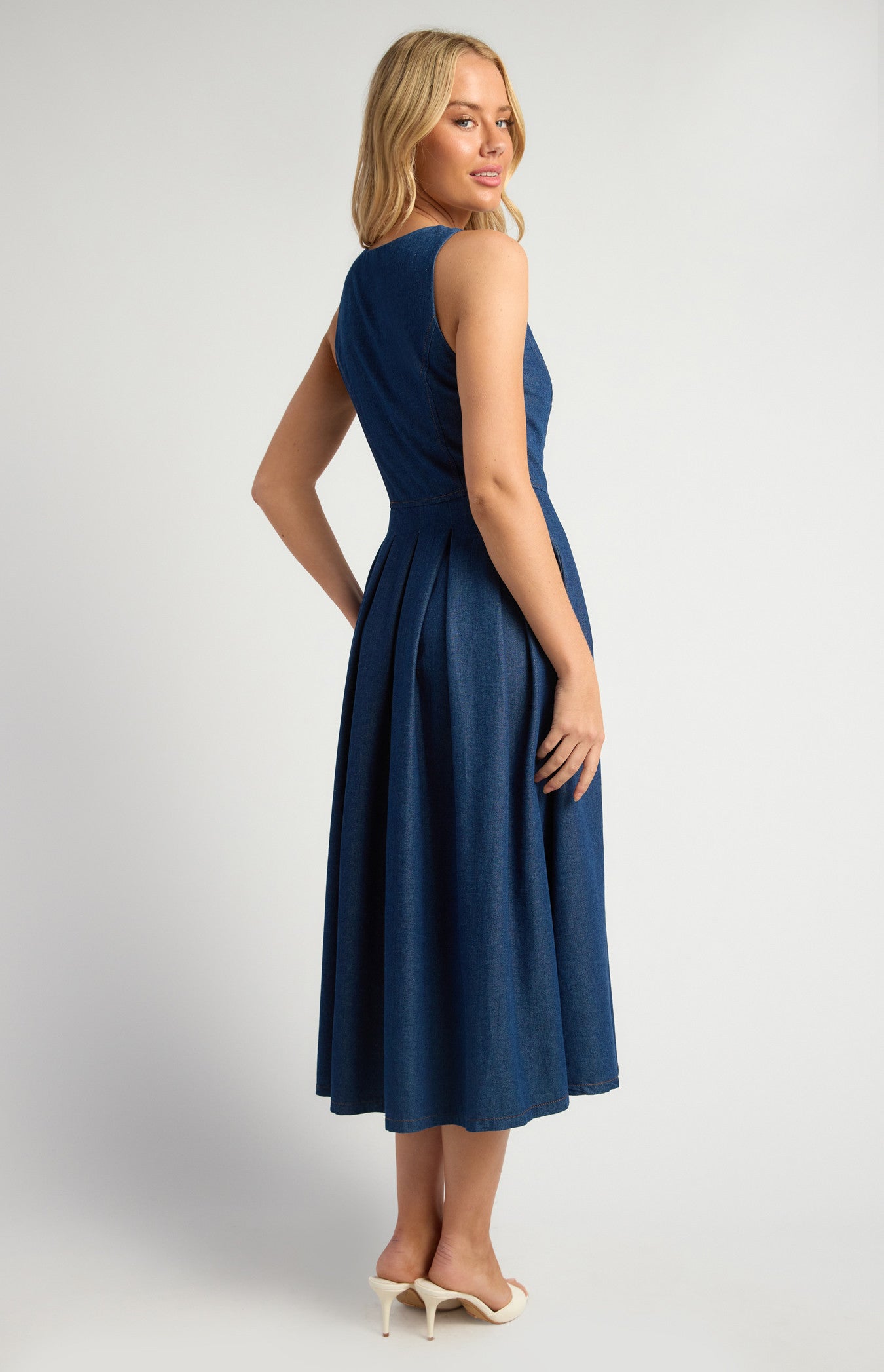 Eva Dark Chambray Maxi Dress