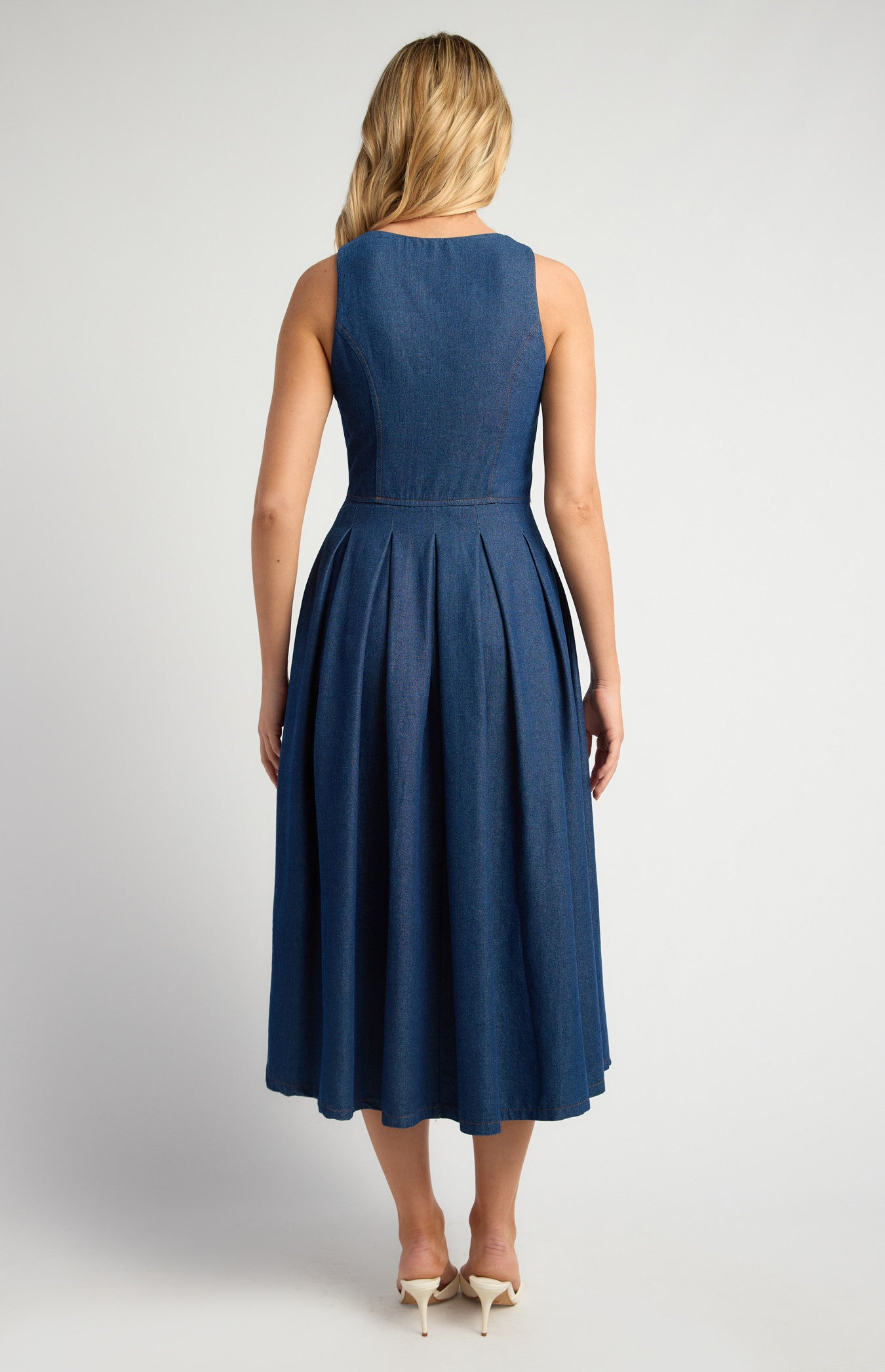 Eva Dark Chambray Maxi Dress