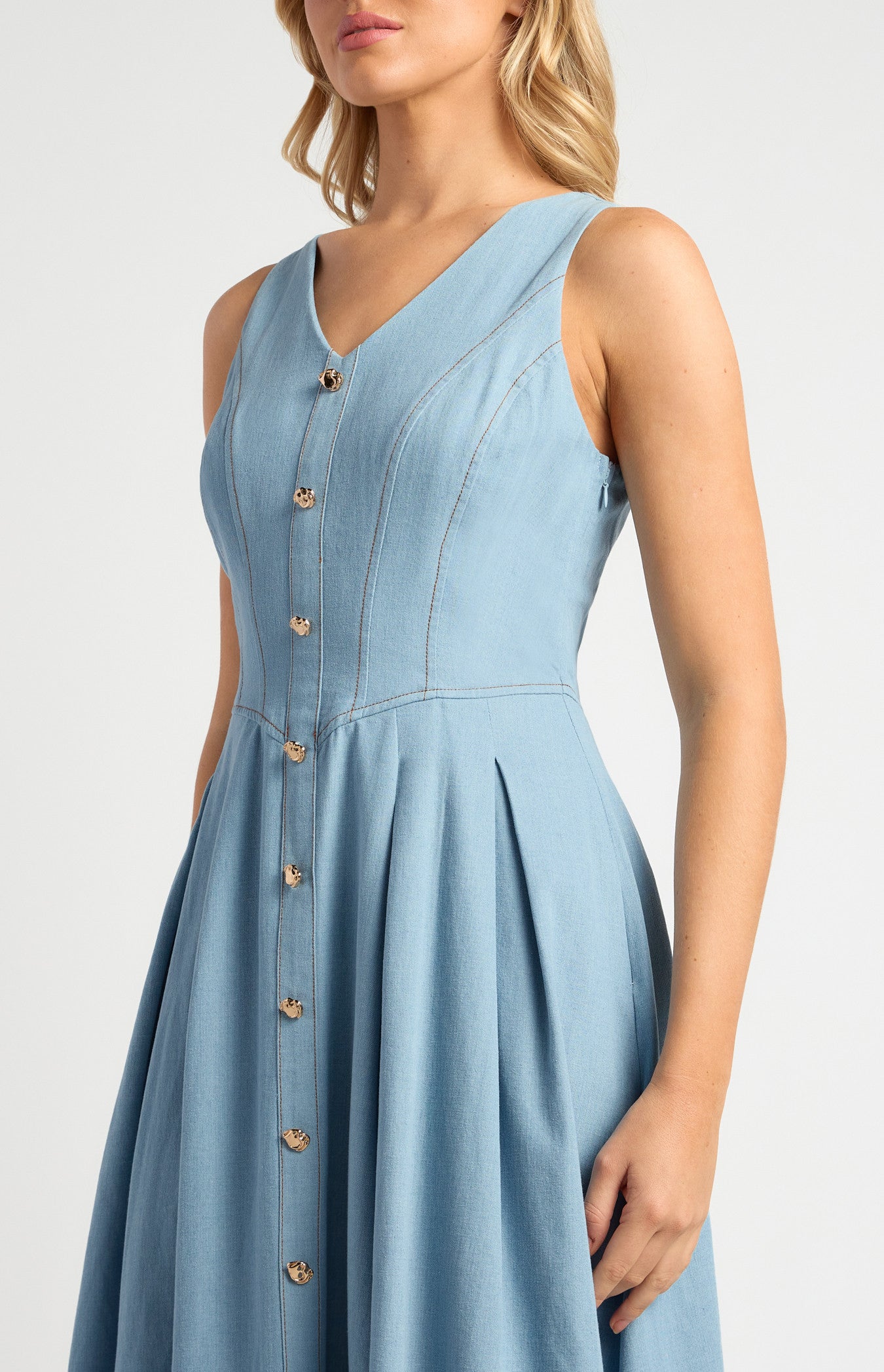Eva Light Chambray Maxi Dress