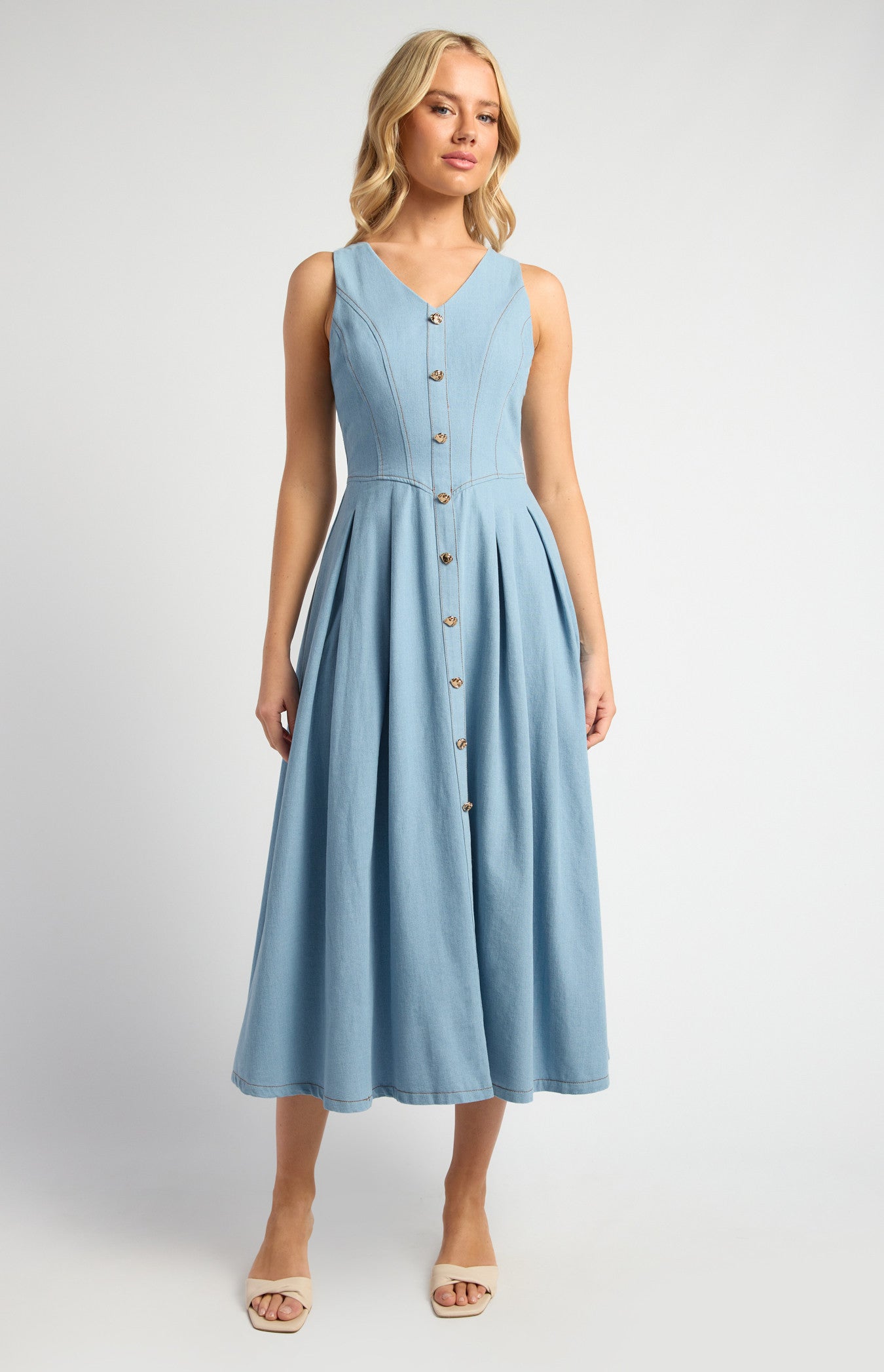 Eva Light Chambray Maxi Dress