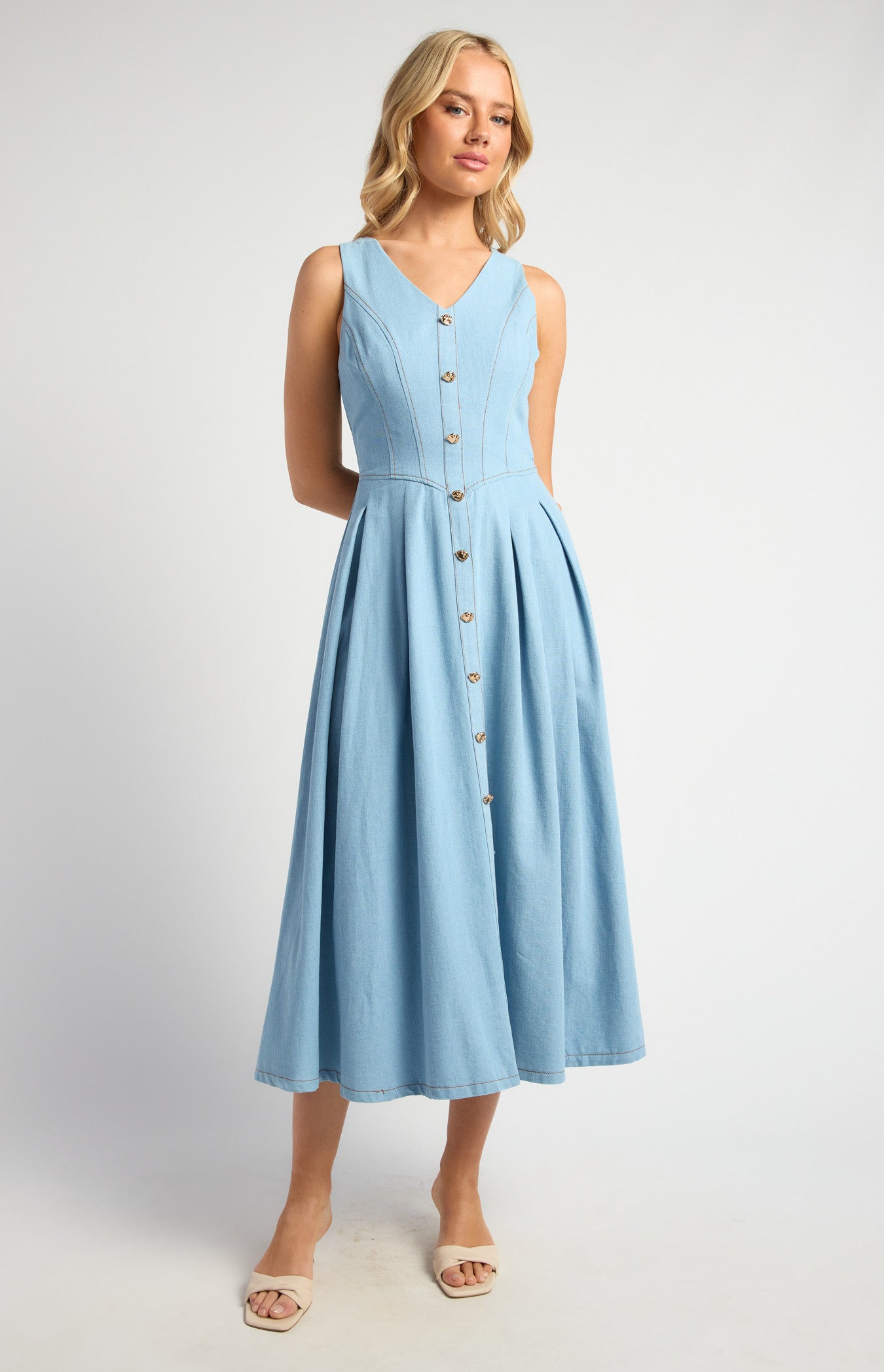 Eva Light Chambray Maxi Dress