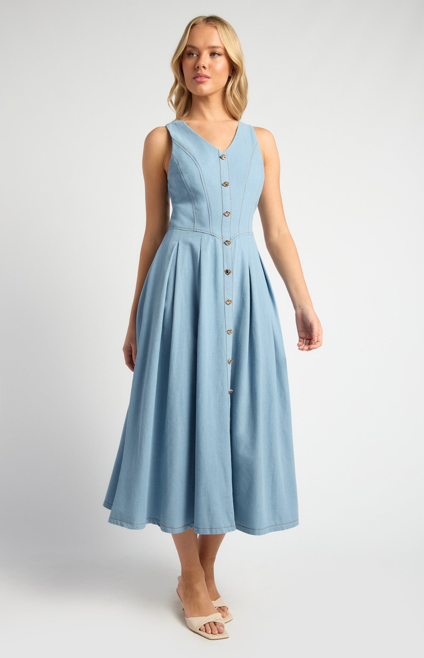 Eva Light Chambray Maxi Dress