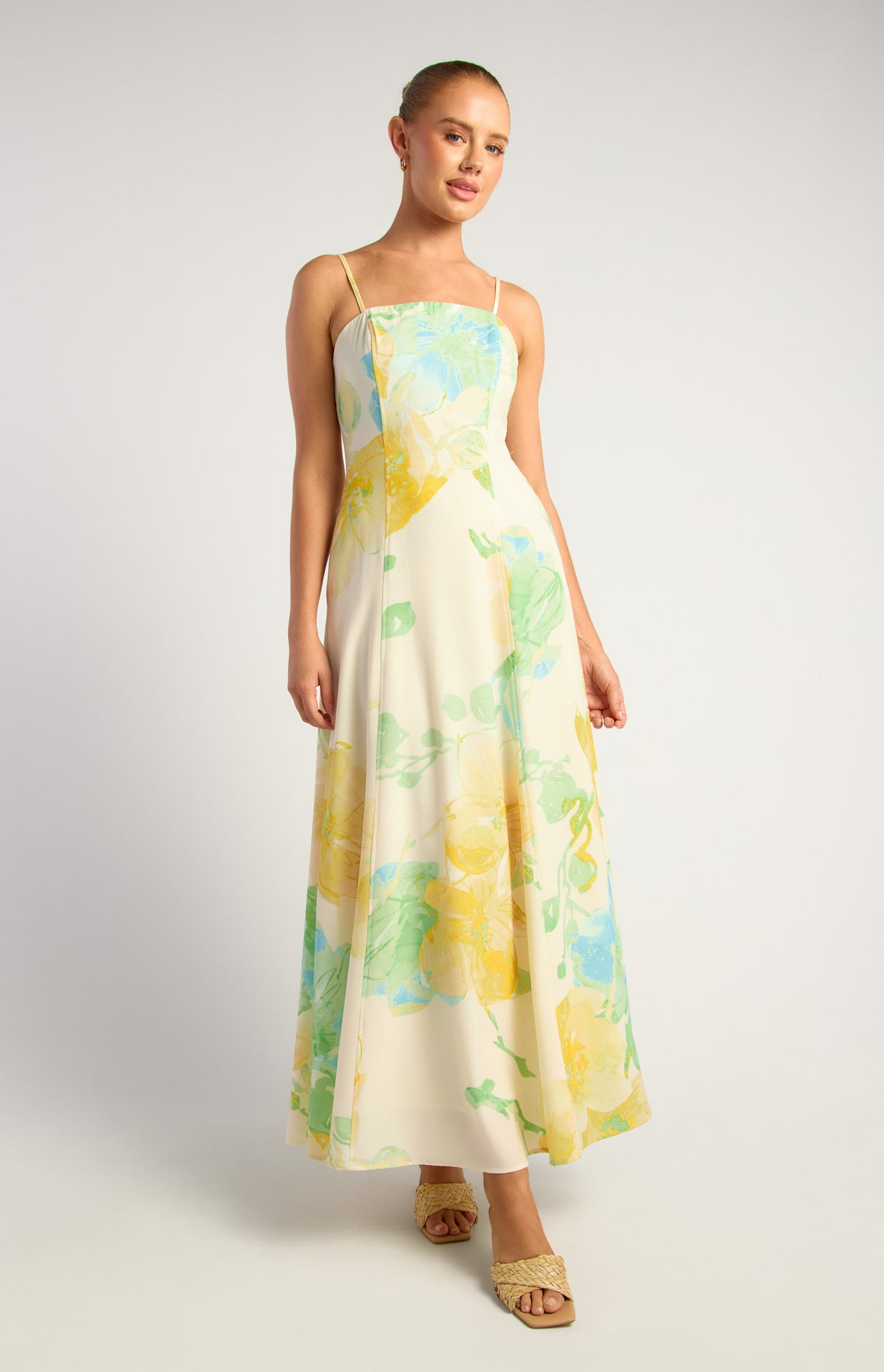 Wildflower Floral Maxi Dress Lemon