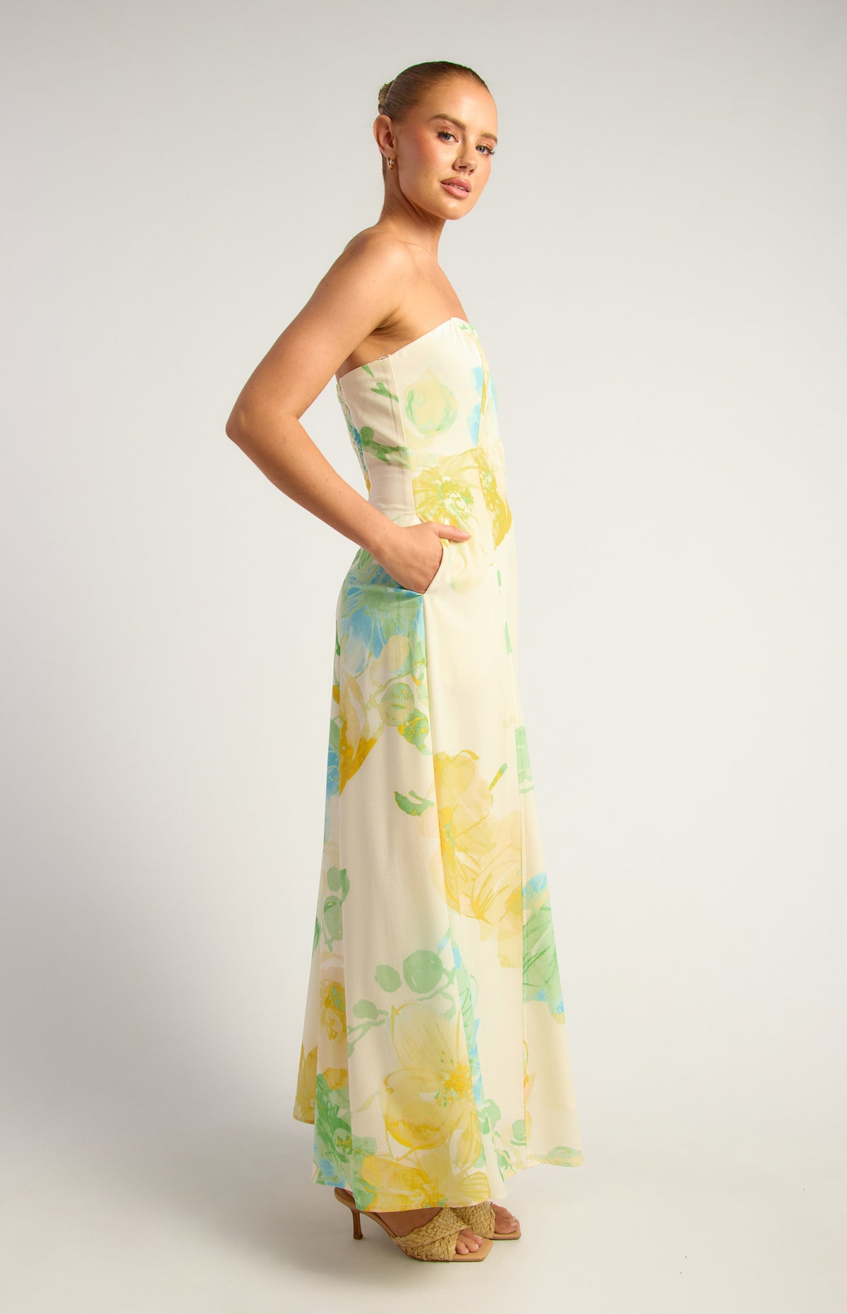 Wildflower Floral Maxi Dress Lemon