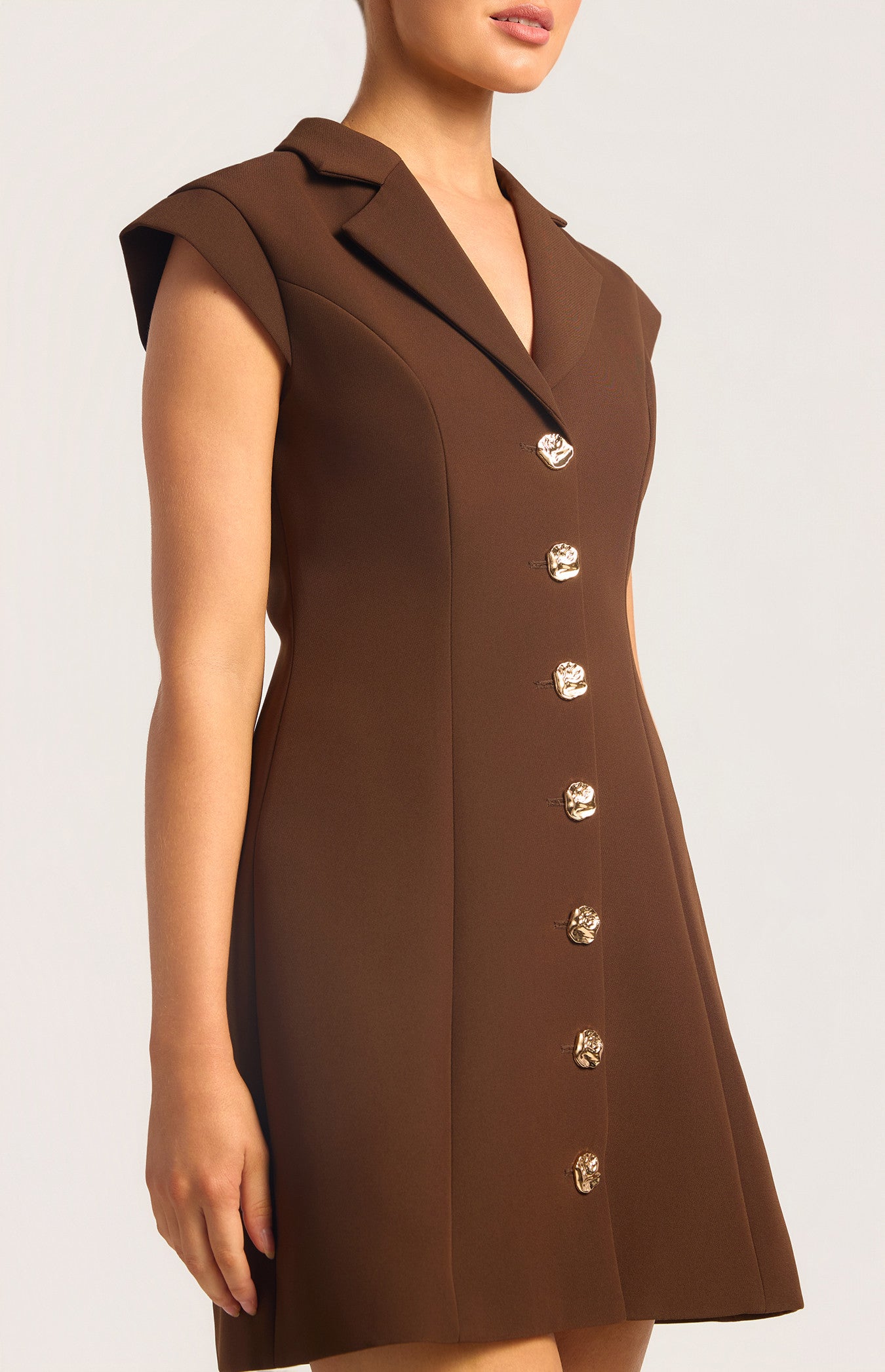 Paige Gold Button Dress Expresso