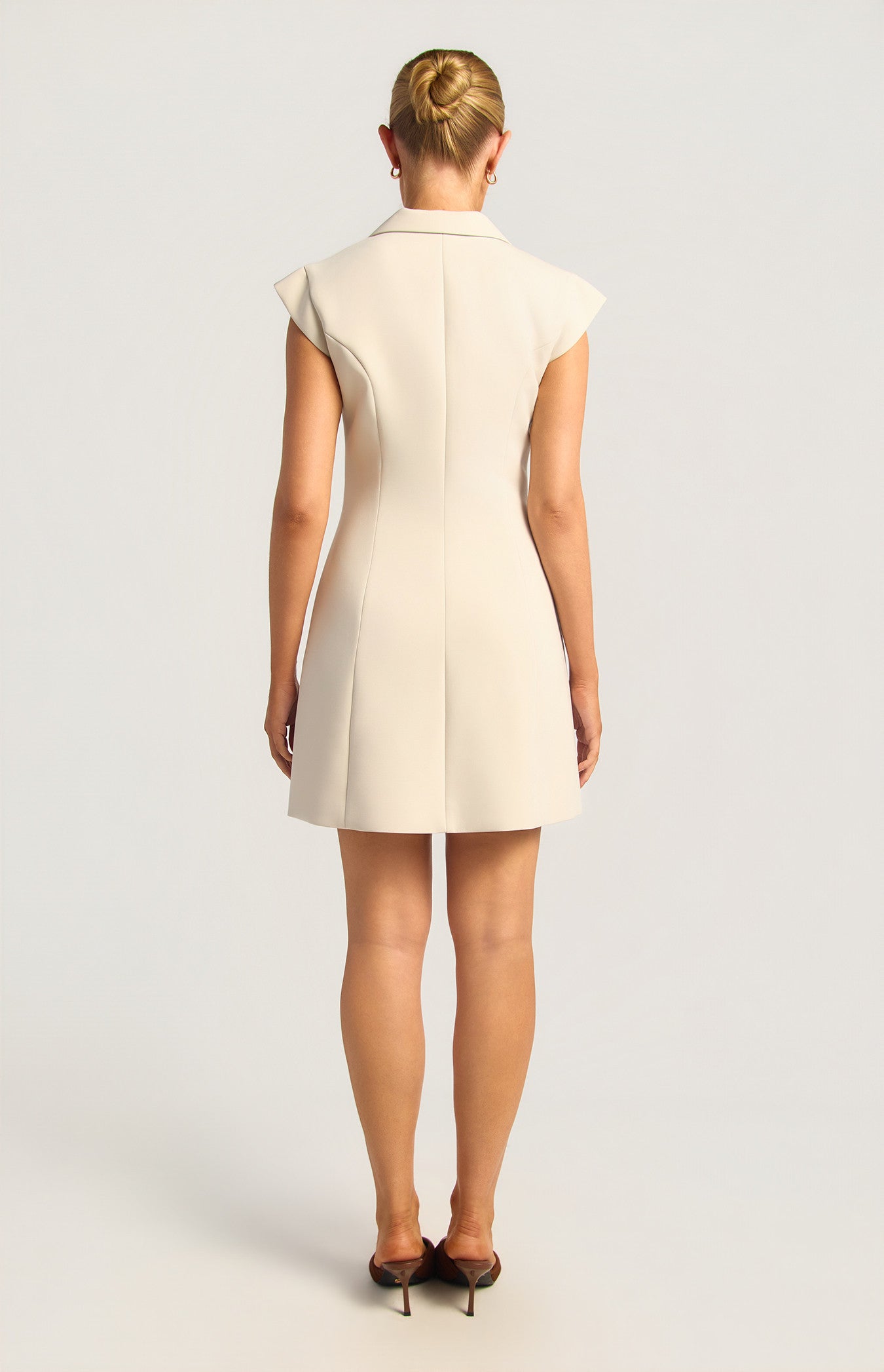 Paige Gold Button Dress Bone