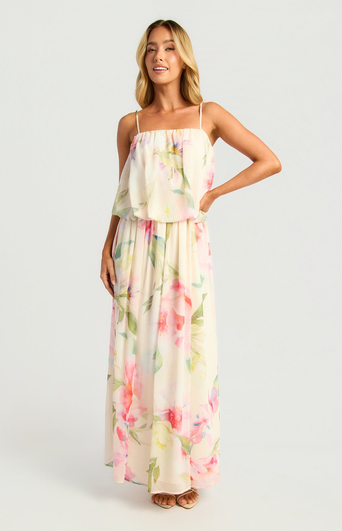 Briony Bubble Waist Chiffon Maxi
