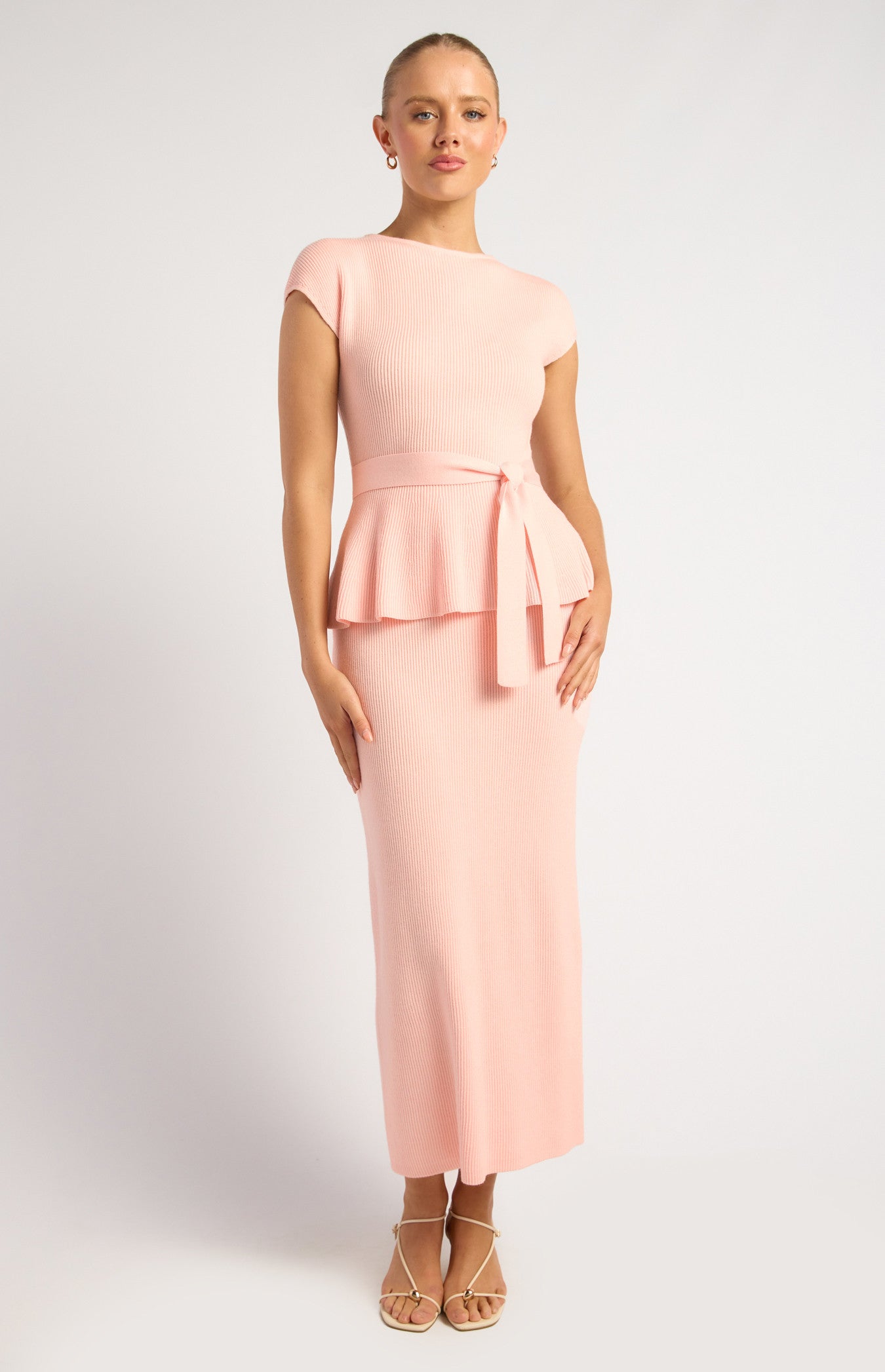 Imogen 2 Piece Knit Top & Skirt Set Blush