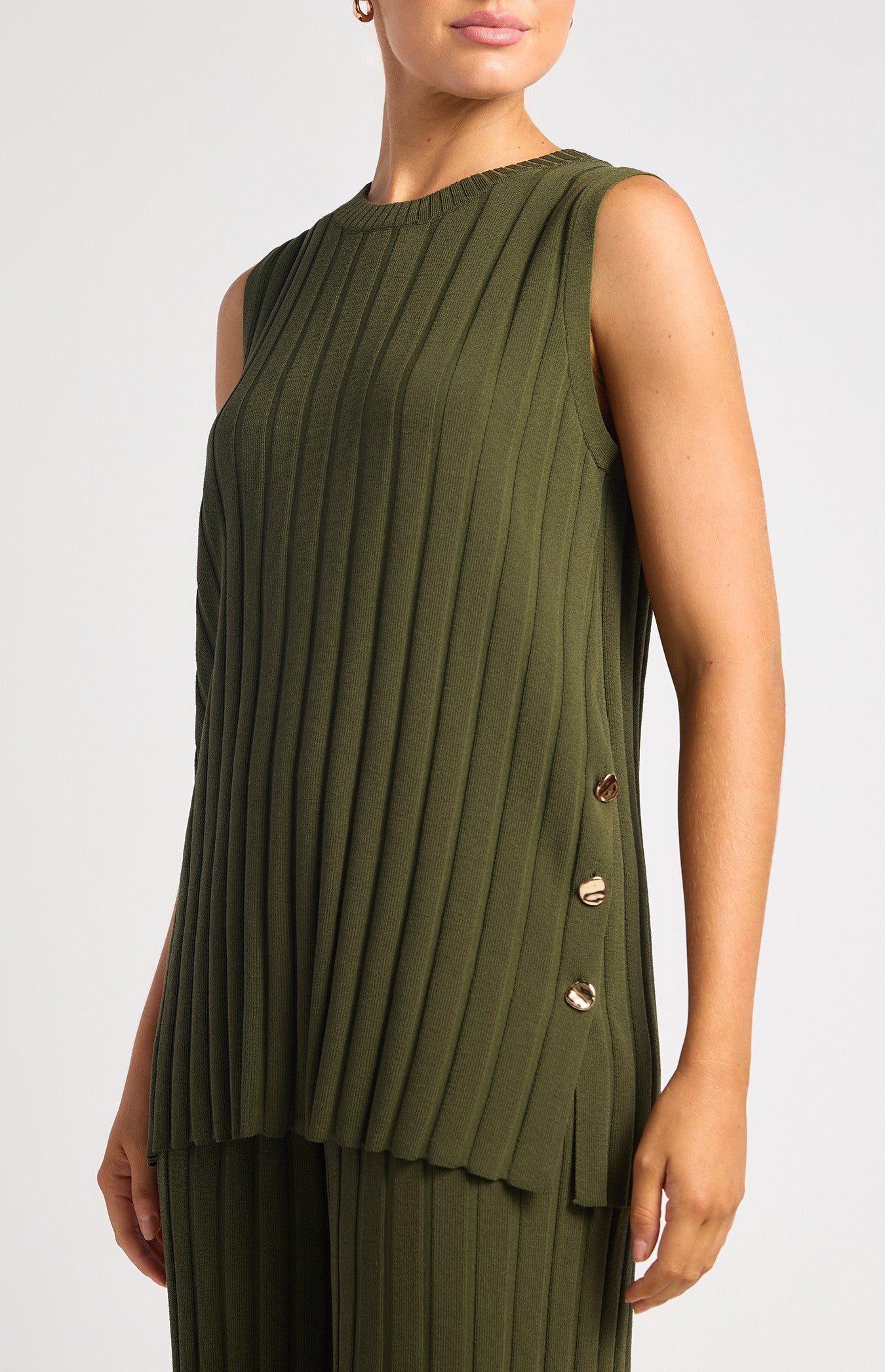 Silvie Sleeveless Top & Pant Set Olive
