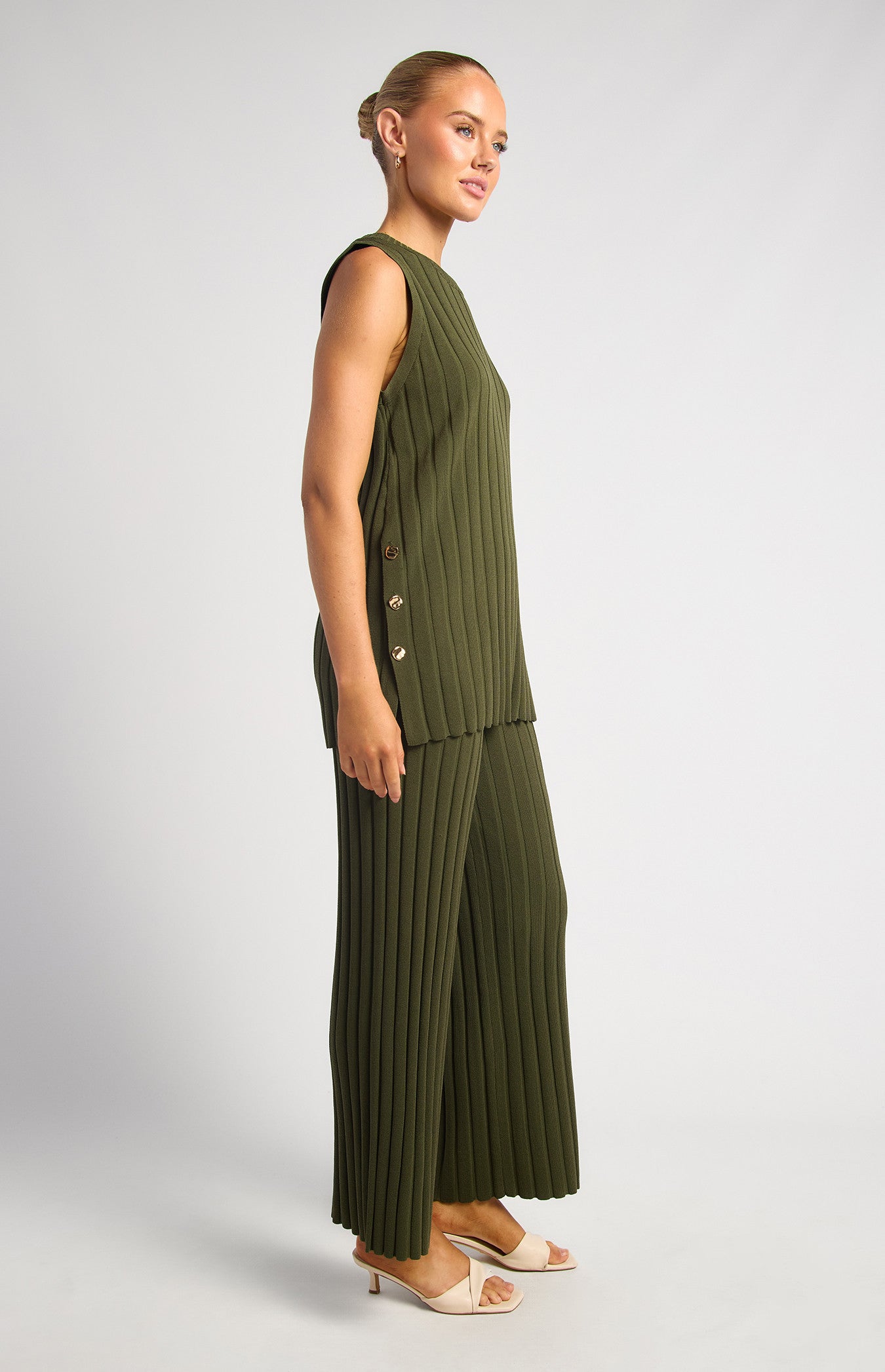 Silvie Sleeveless Top & Pant Set Olive