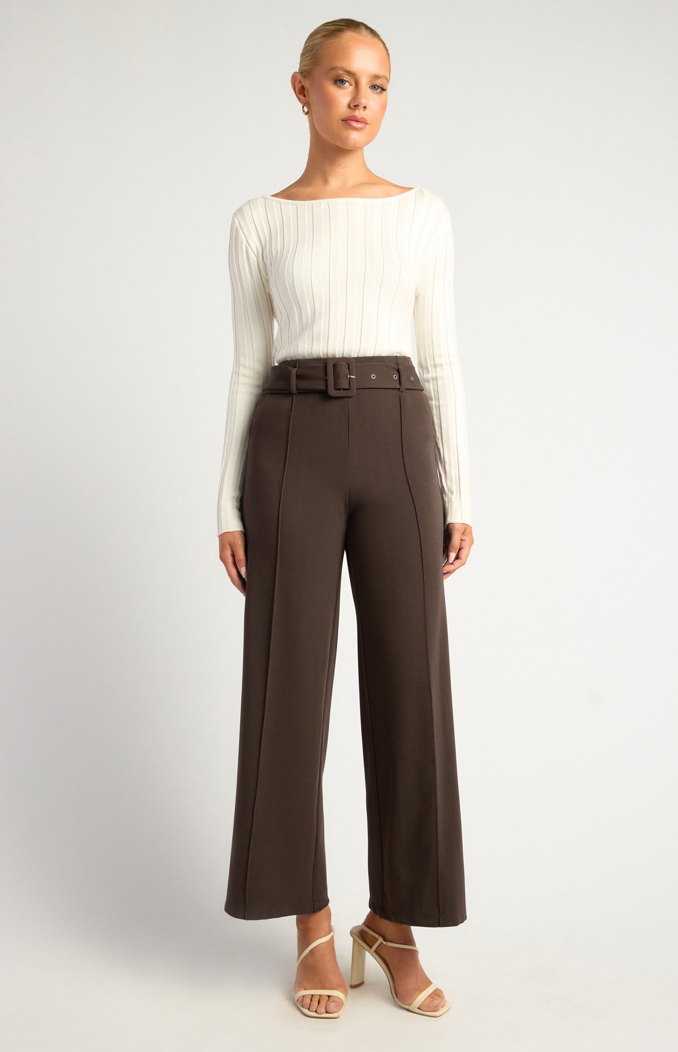 Indira Stretch Belted Pant Expresso