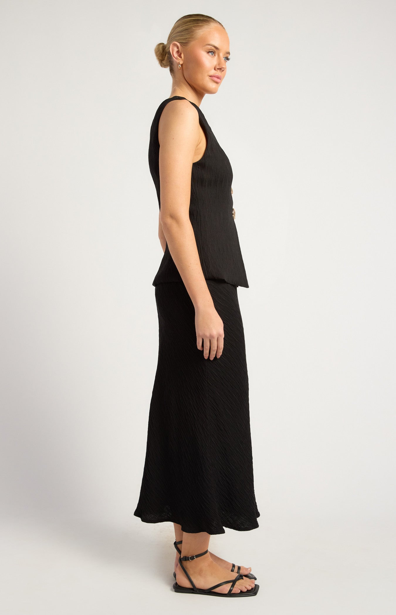 Cartia Top & Midi Skirt Set Black