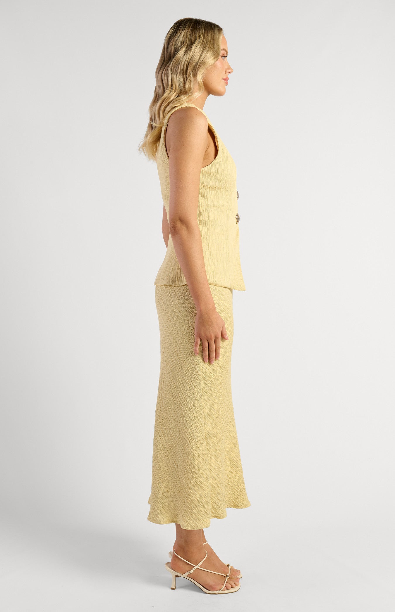 Cartia Top & Midi Skirt Set Lemon