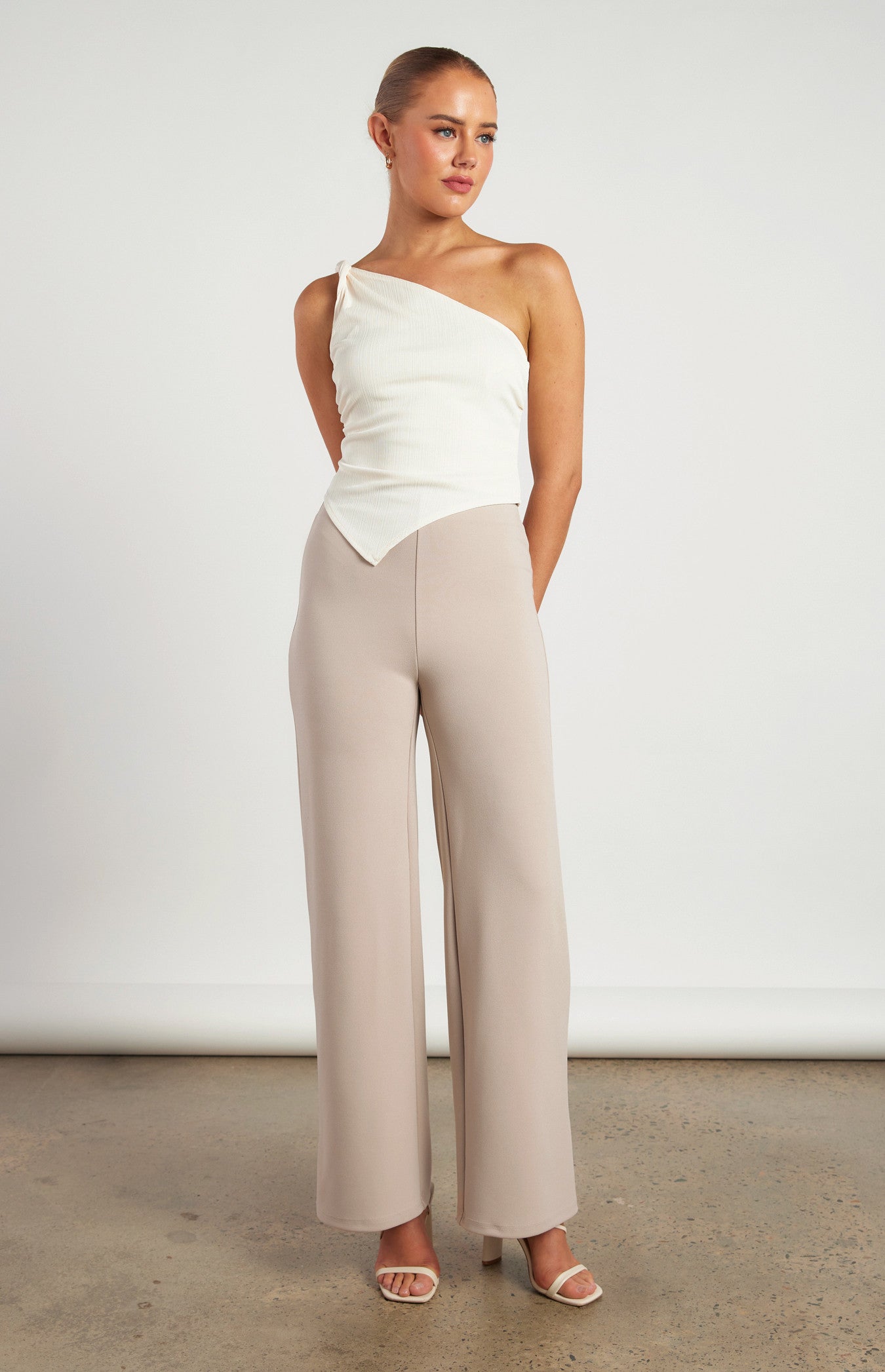 High Waisted Jersey Pants with Zip