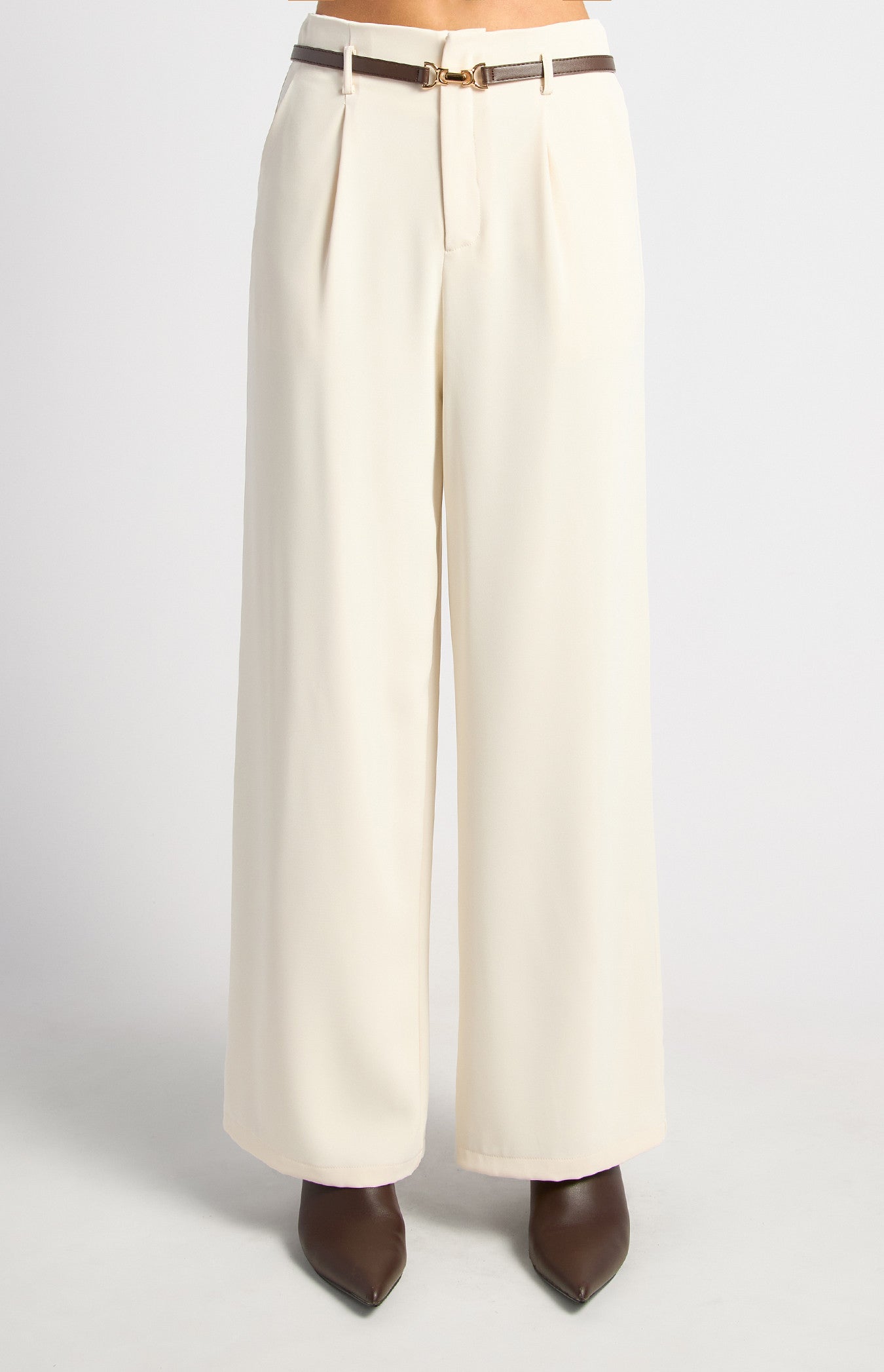 Georgie Wide Leg Pant & Belt Ivory