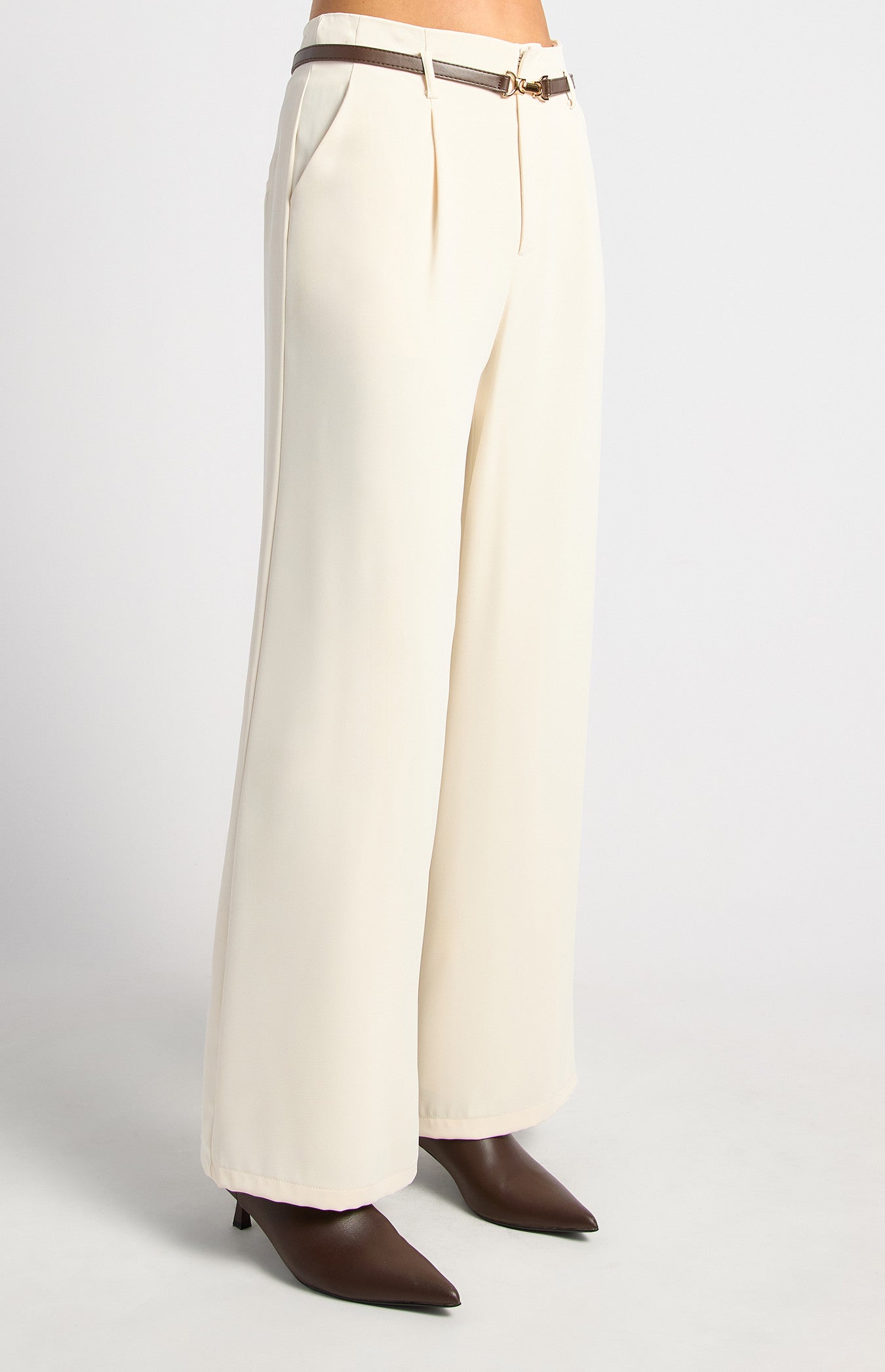 Georgie Wide Leg Pant & Belt Ivory
