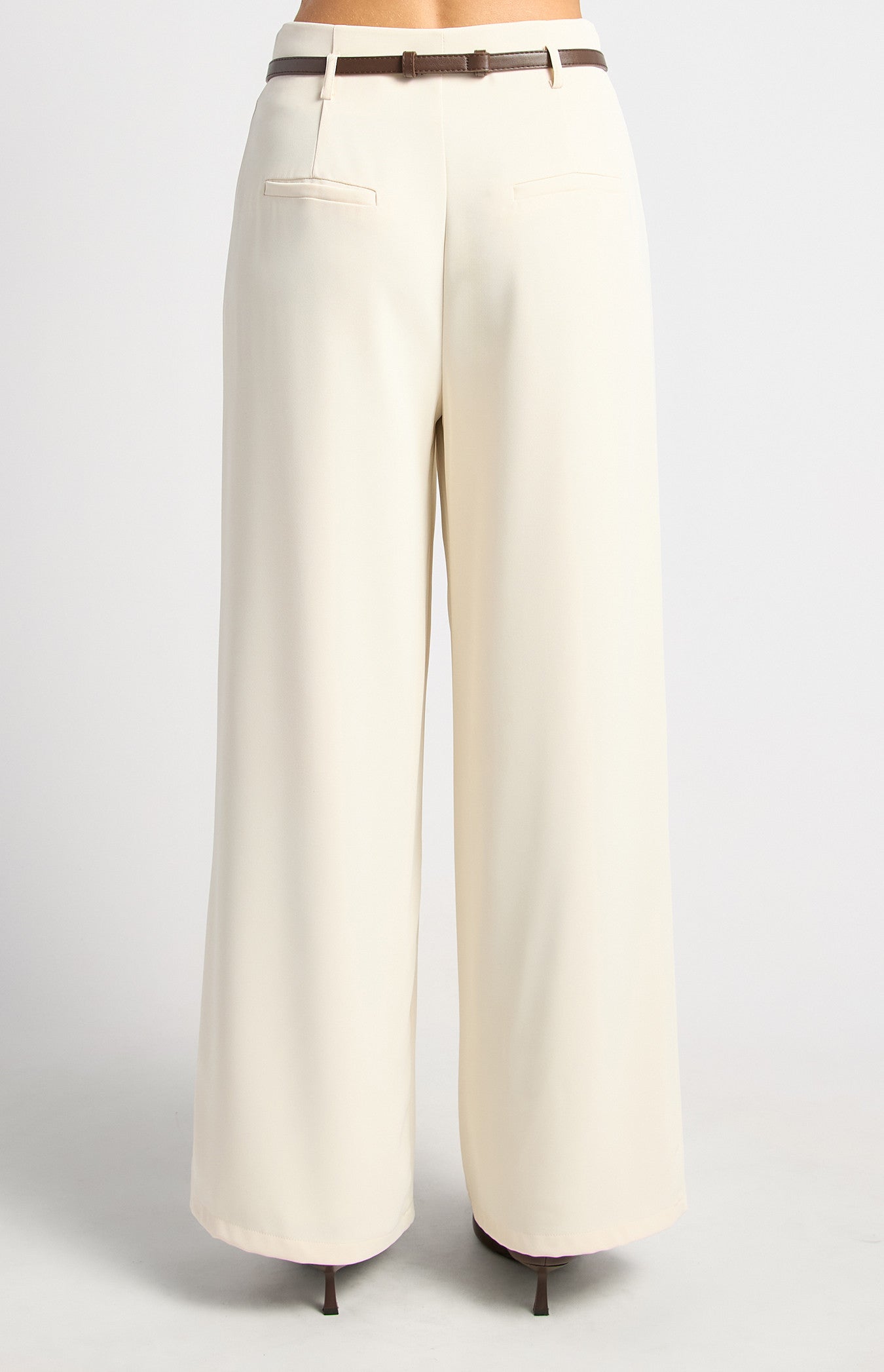 Georgie Wide Leg Pant & Belt Ivory