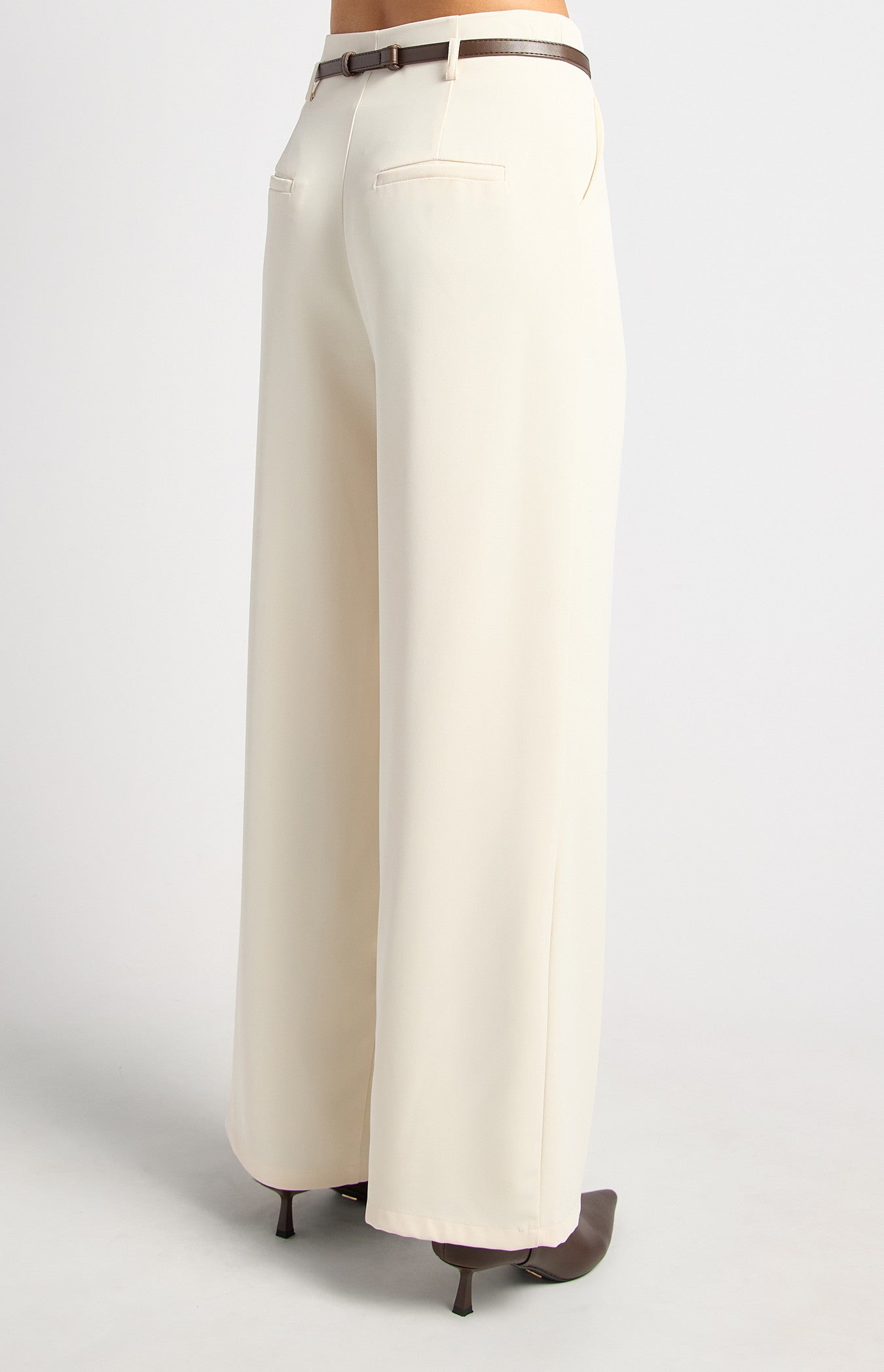Georgie Wide Leg Pant & Belt Ivory