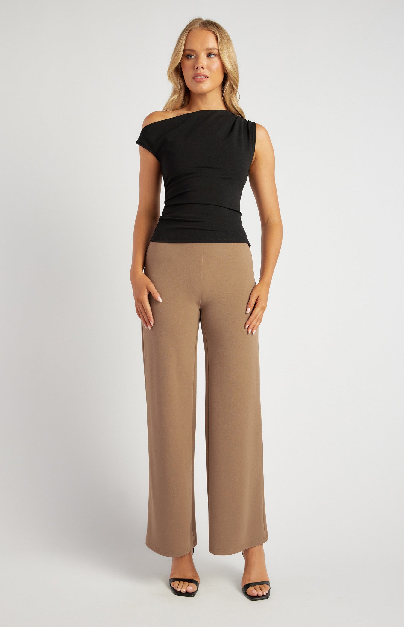 High Waisted Jersey Pants with Zip