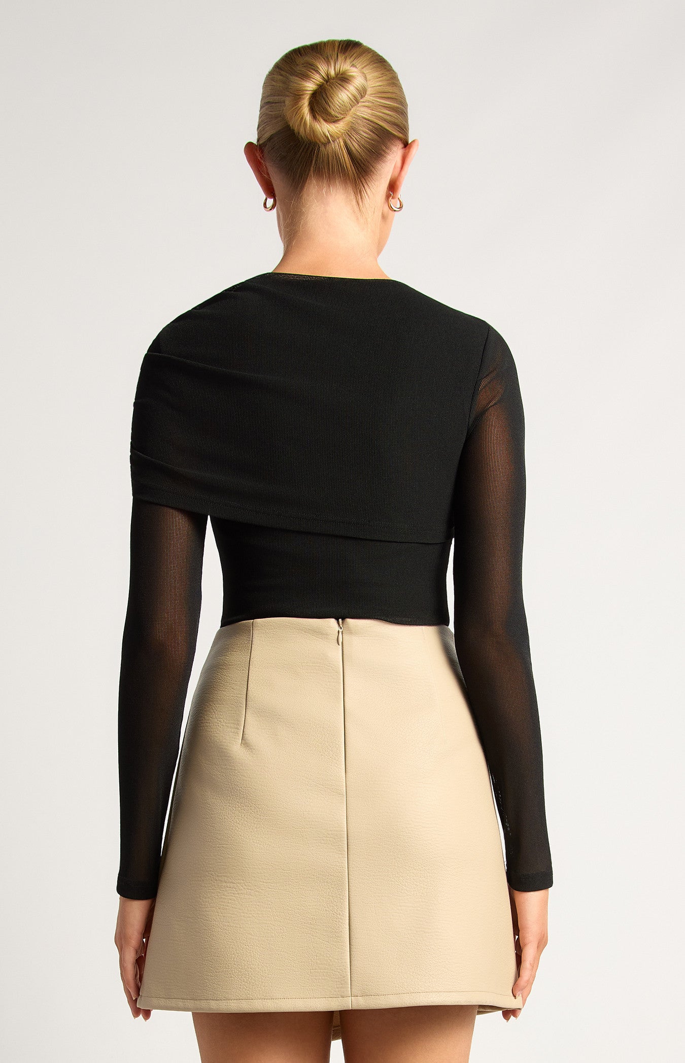 Draped Neckline Bodysuit Black